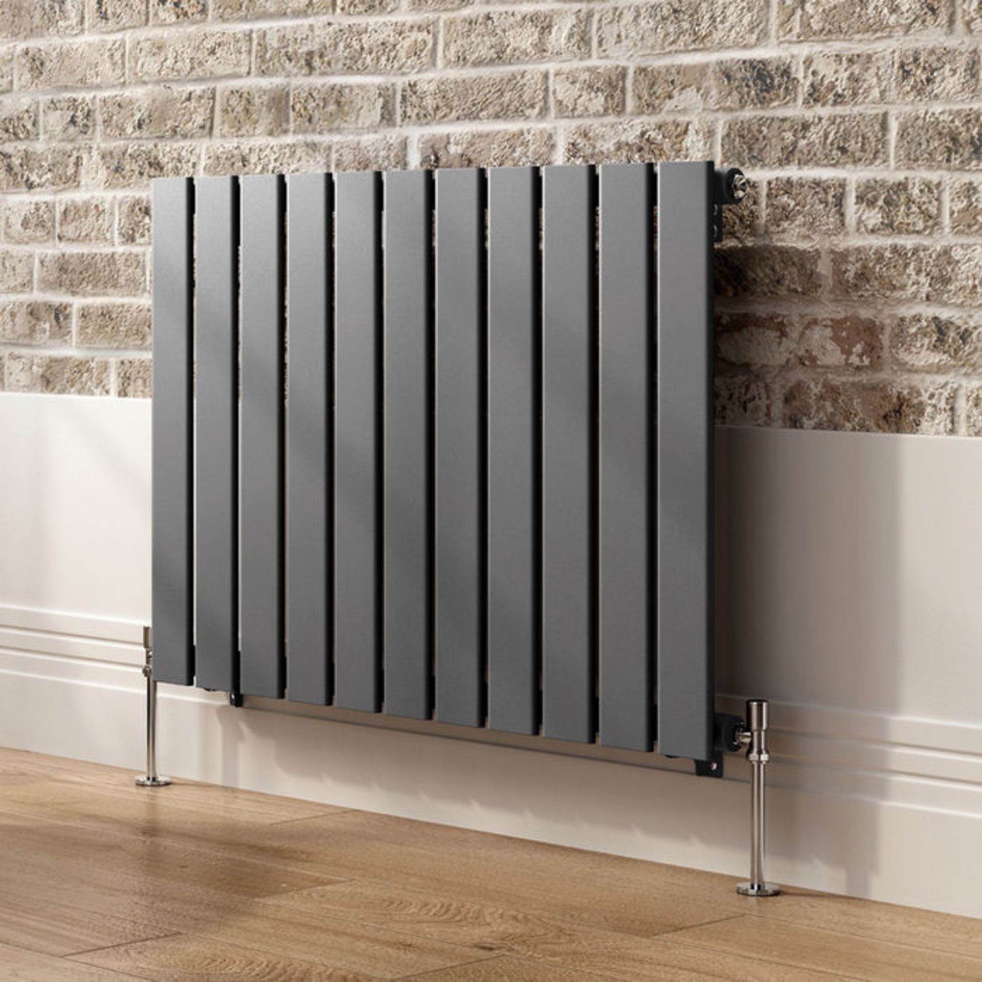 (DK27) 600x832mm Anthracite Single Flat Panel Horizontal Radiator. RRP £224.99. Made from high grade - Image 2 of 4