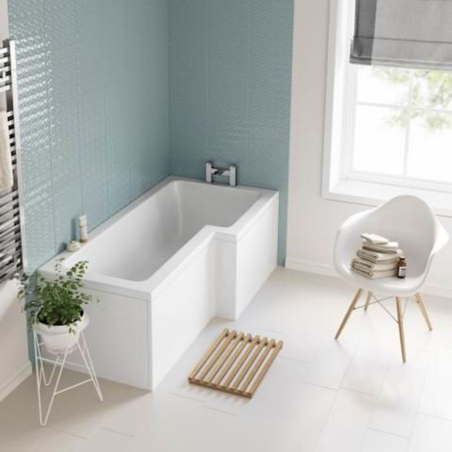 (DK34) 1700x850mm Right Hand L-Shaped Bath. RRP £349.99. Constructed from high quality acrylic - Image 3 of 5