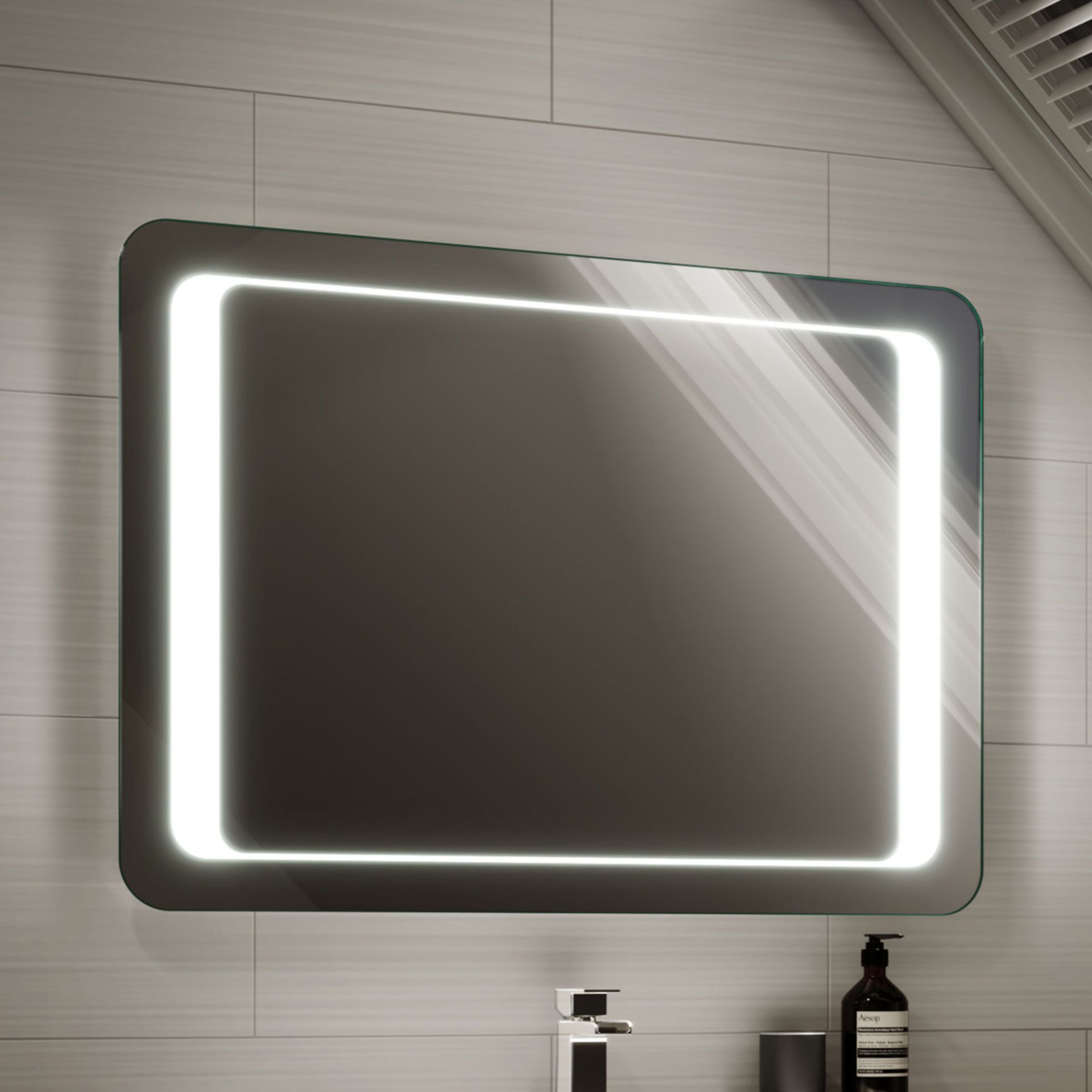 (DK38) 900x650mm Quasar Illuminated LED Mirror. RRP £349.99. Energy efficient LED lighting with IP44