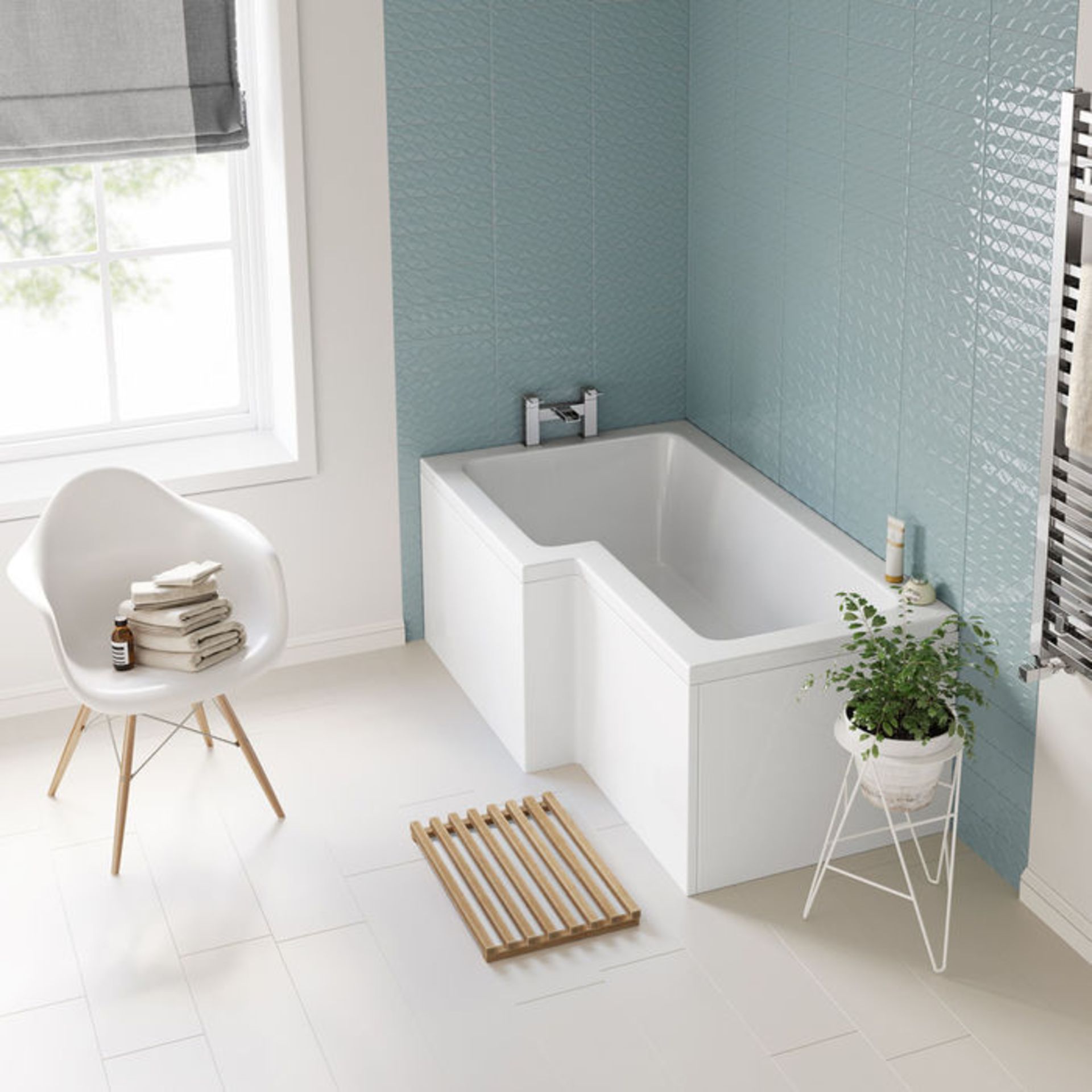 (DK35) 1600x850mm Left Hand L-Shaped Bath. RRP £349.99. Constructed from high quality acrylic - Image 3 of 6