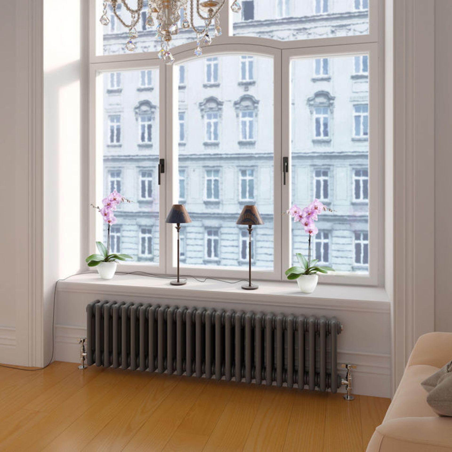 (DK29) 300x1188mm Anthracite Triple Panel Horizontal Colosseum Traditional Radiator. RRP £574.99. - Image 4 of 4