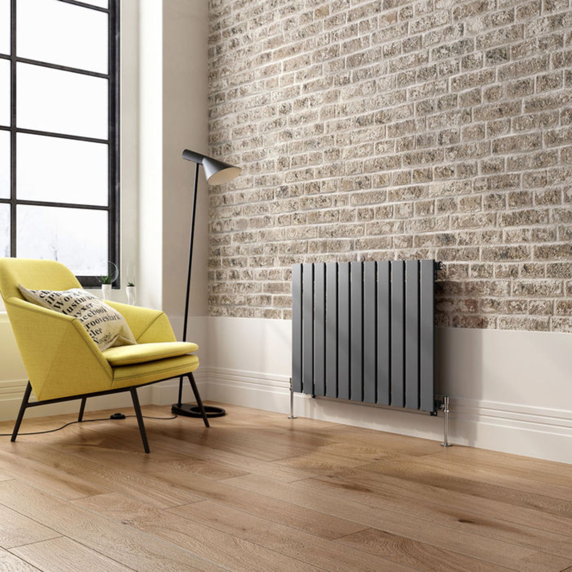 (DK27) 600x832mm Anthracite Single Flat Panel Horizontal Radiator. RRP £224.99. Made from high grade - Image 3 of 4