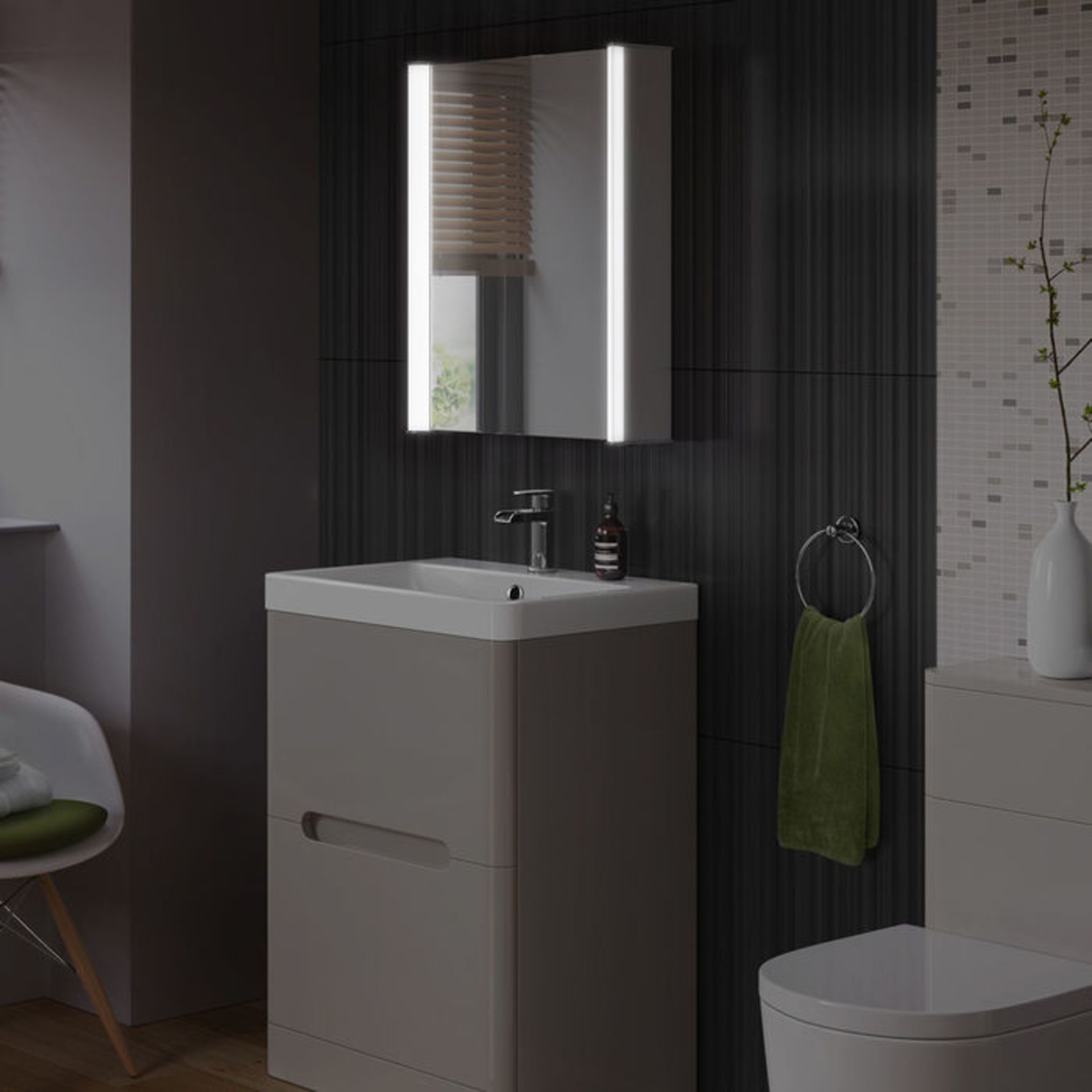 (DK41) 450x600mm Bloom Illuminated LED Mirror Cabinet - Shaver Socket. RRP £474.99. Double Sided - Image 2 of 4