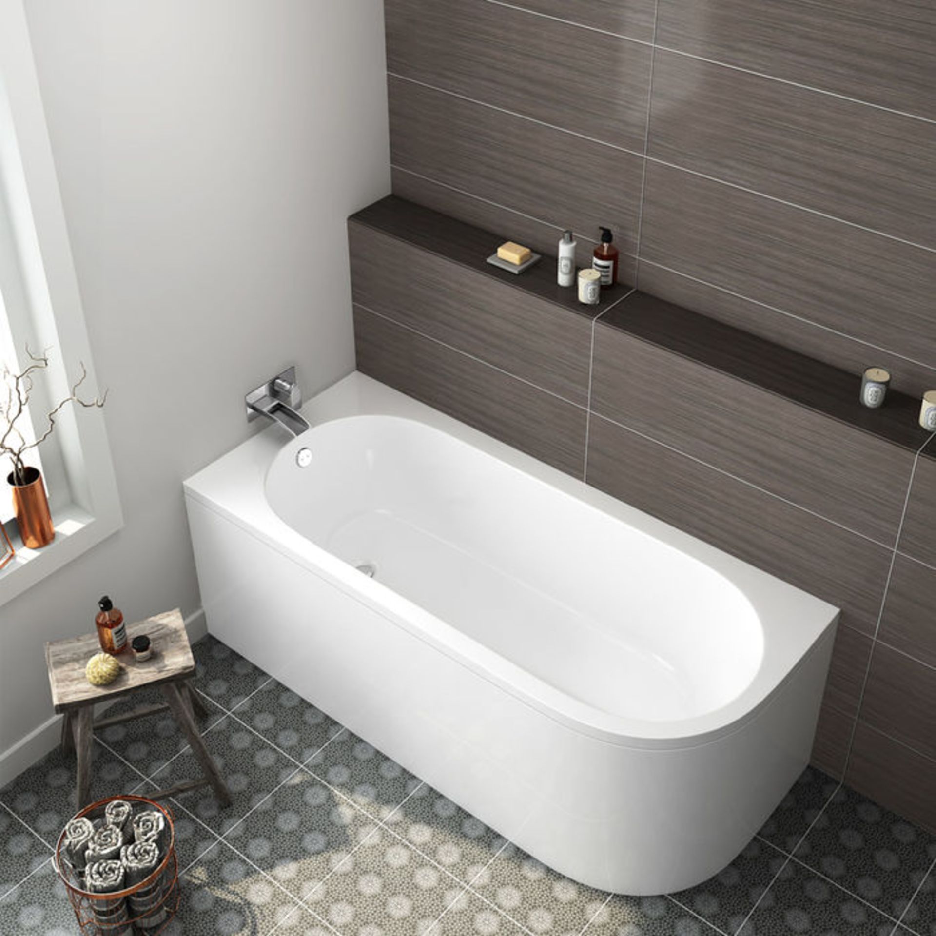 (DK188) 1695x745mm Denver Corner Back to Wall Bath (Includes Panels) - Left Hand. RRP £499.99. - Image 2 of 4