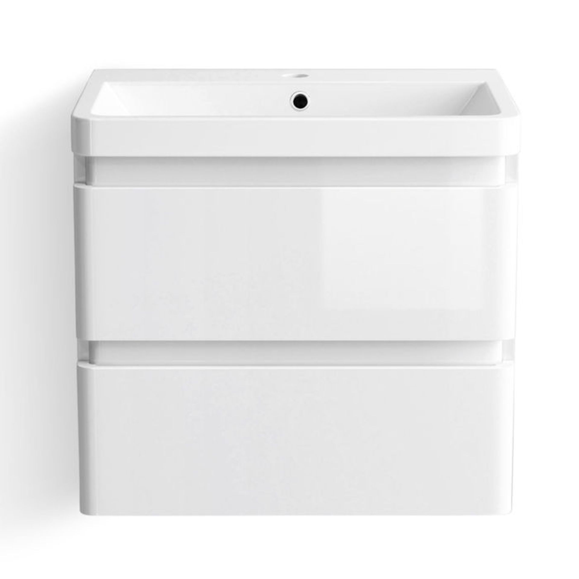 (DK17) 600mm Denver Gloss White Built In Basin Drawer Unit - Wall Hung. RRP £499.99. Comes - Image 5 of 5