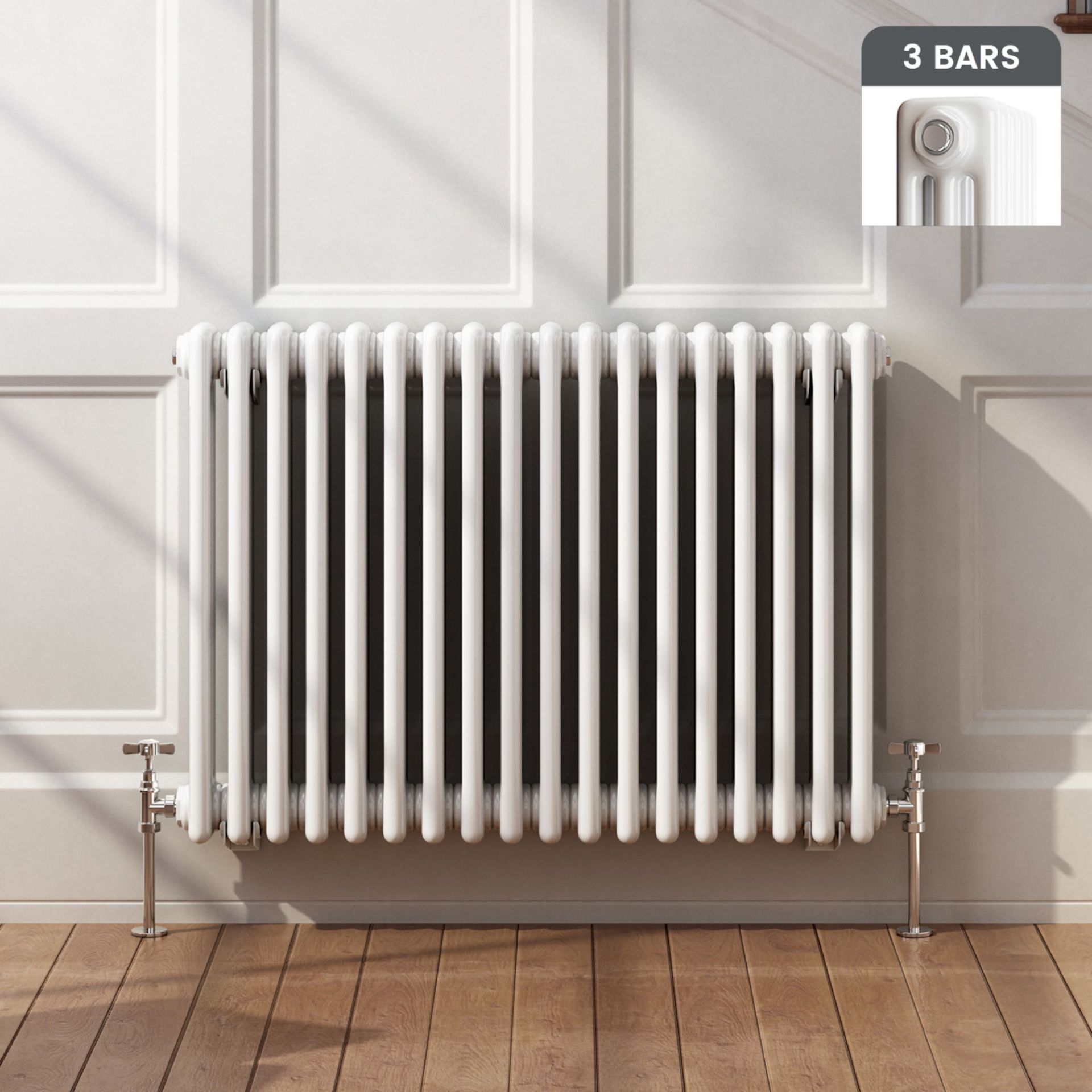 (DK8) 600x820mm White Triple Panel Horizontal Colosseum Radiator. RRP £409.99. Made from low