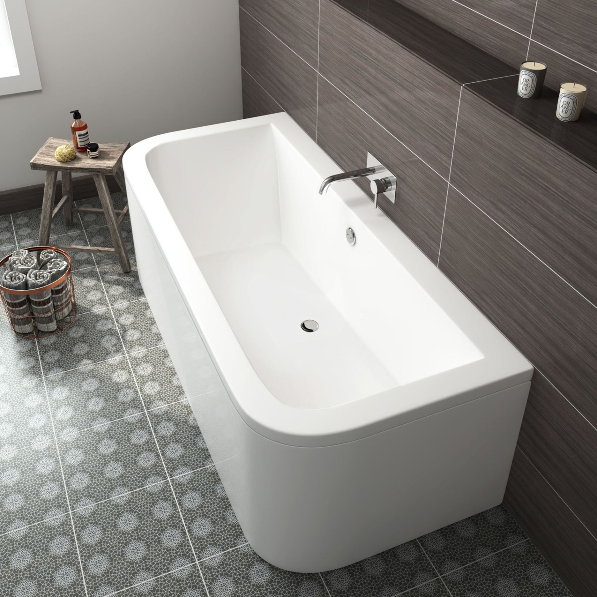 (DK32) 1700x750x460mm Denver Back to Wall Bath - Large. RRP £499.99. The double ended feature