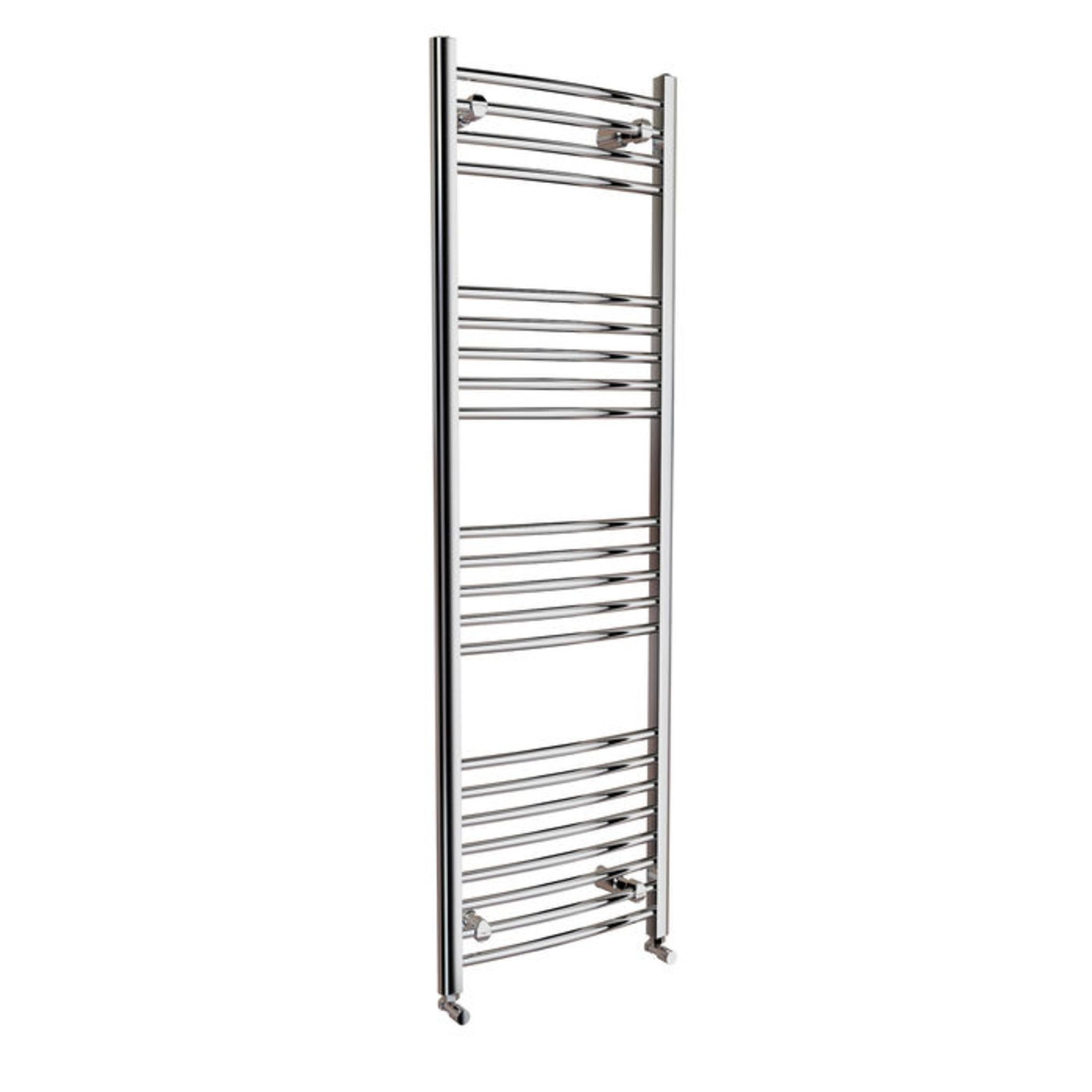 (DK14) 1600x500mm - 20mm Tubes - Chrome Curved Rail Ladder Towel Radiator. Made from chrome plated - Image 3 of 4