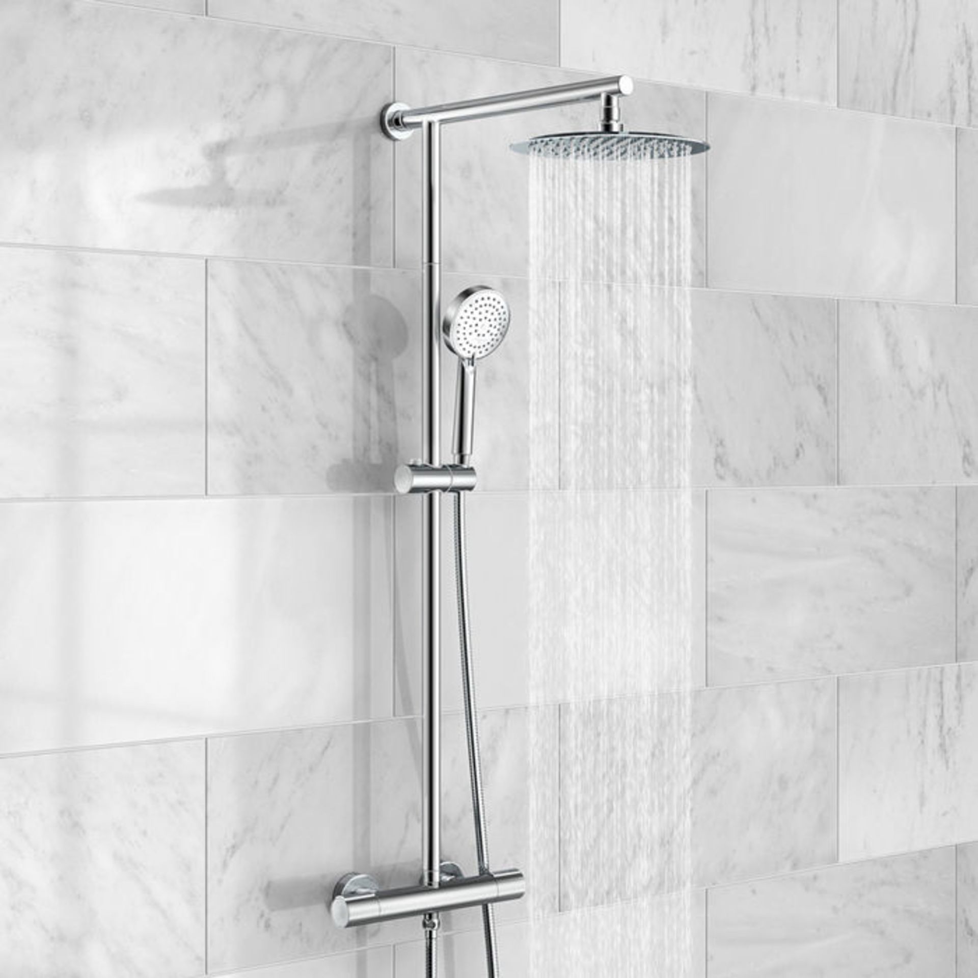 (AH101) Round Exposed Thermostatic Shower Kit Large Head. Luxurious larger head for a more