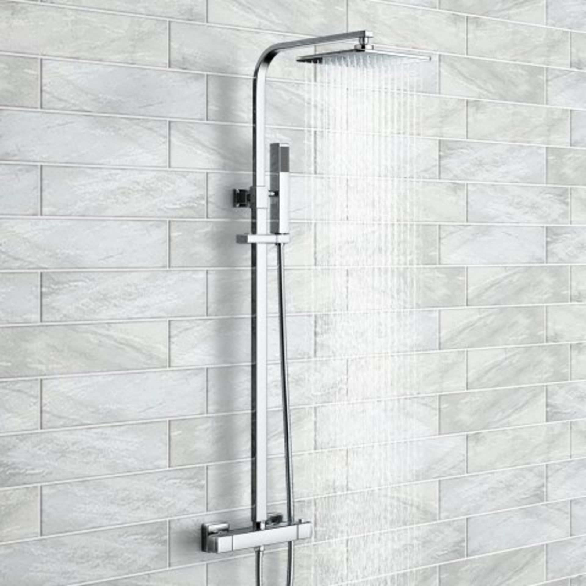 (T206) Square Exposed Thermostatic Shower Kit Slimline Head. Simplistic Style The minimalist