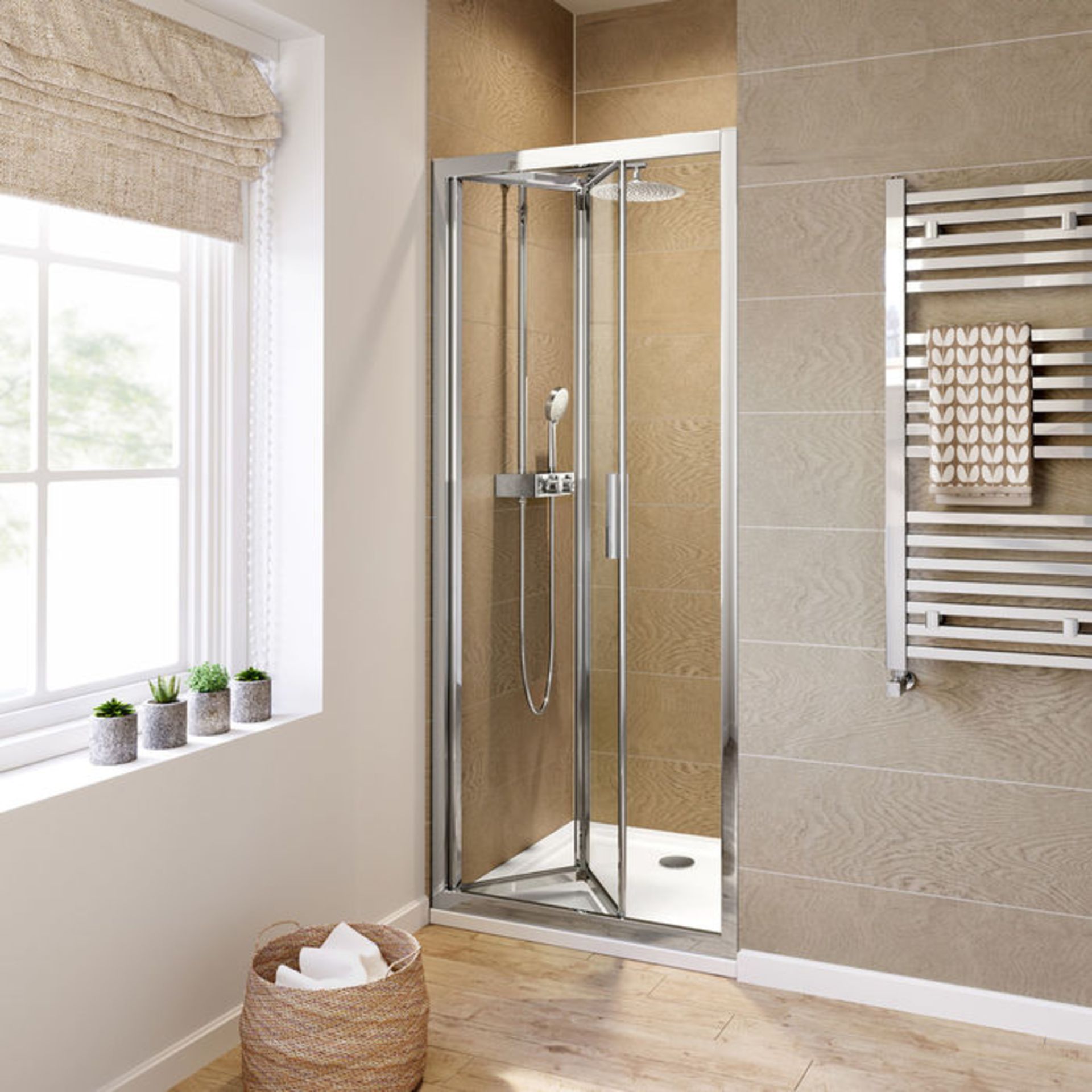 (W73) 800mm - 6mm - Elements EasyClean Bifold Shower Door. RRP £299.99. 6mm Safety Glass - Single- - Image 2 of 3