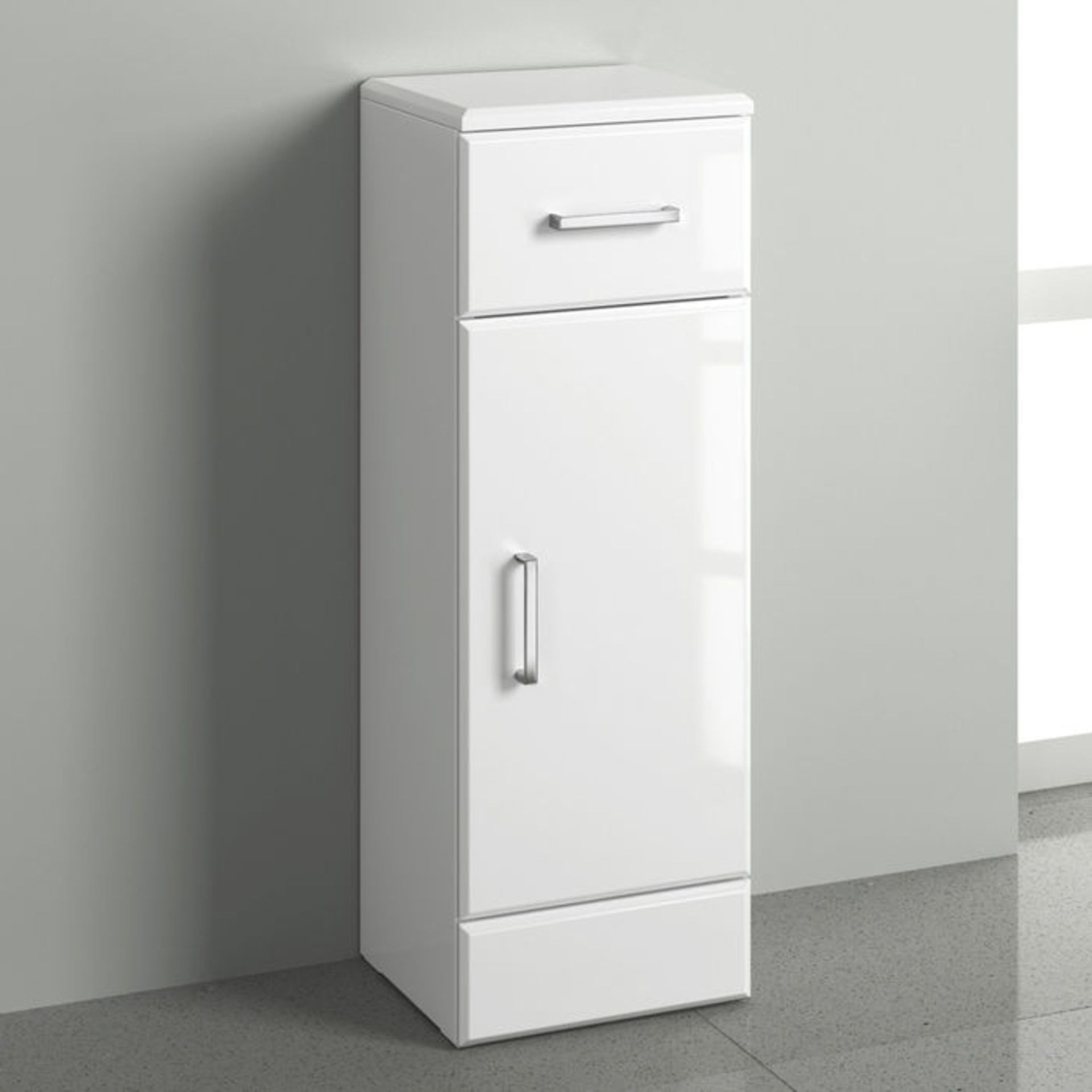 (SP42) 250x330mm Quartz Gloss White Small Side Cabinet Unit. RRP £125.99. Pristine gloss white - Image 2 of 5