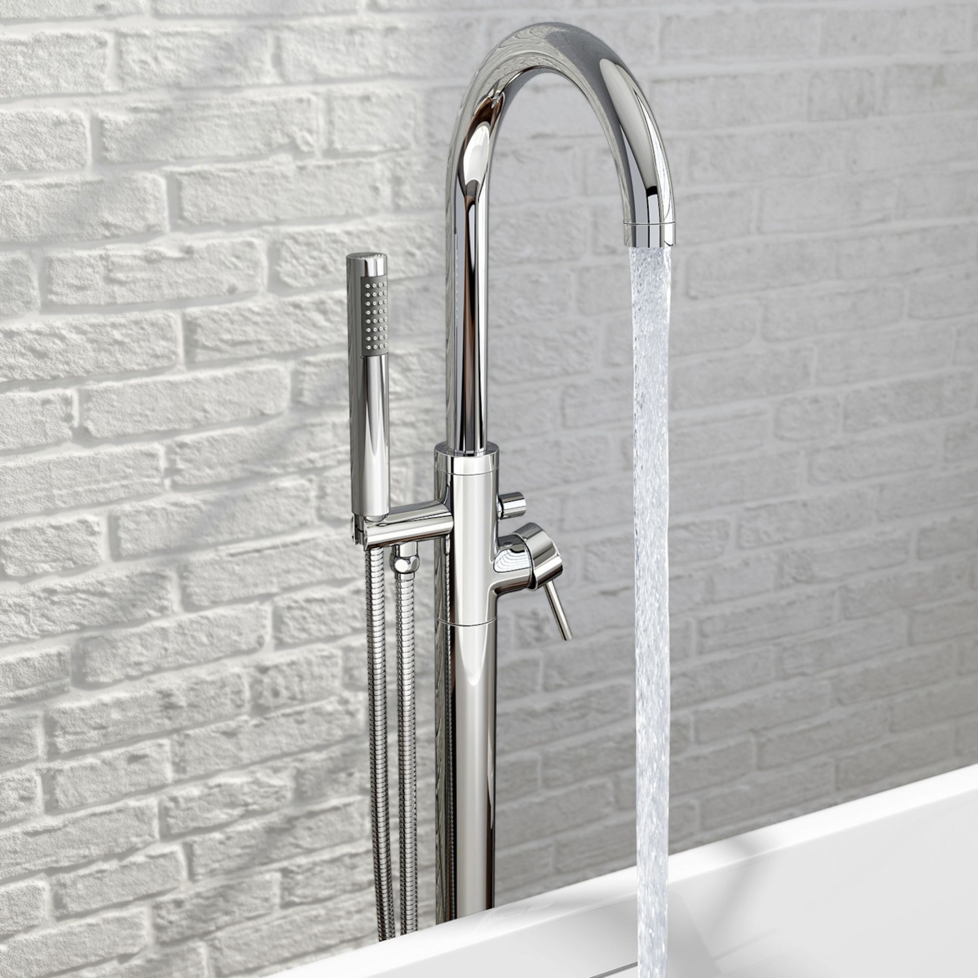 (SP19) Gladstone II Freestanding Bath Mixer Tap with Handheld Shower Head. Enjoy the best of both - Image 2 of 3