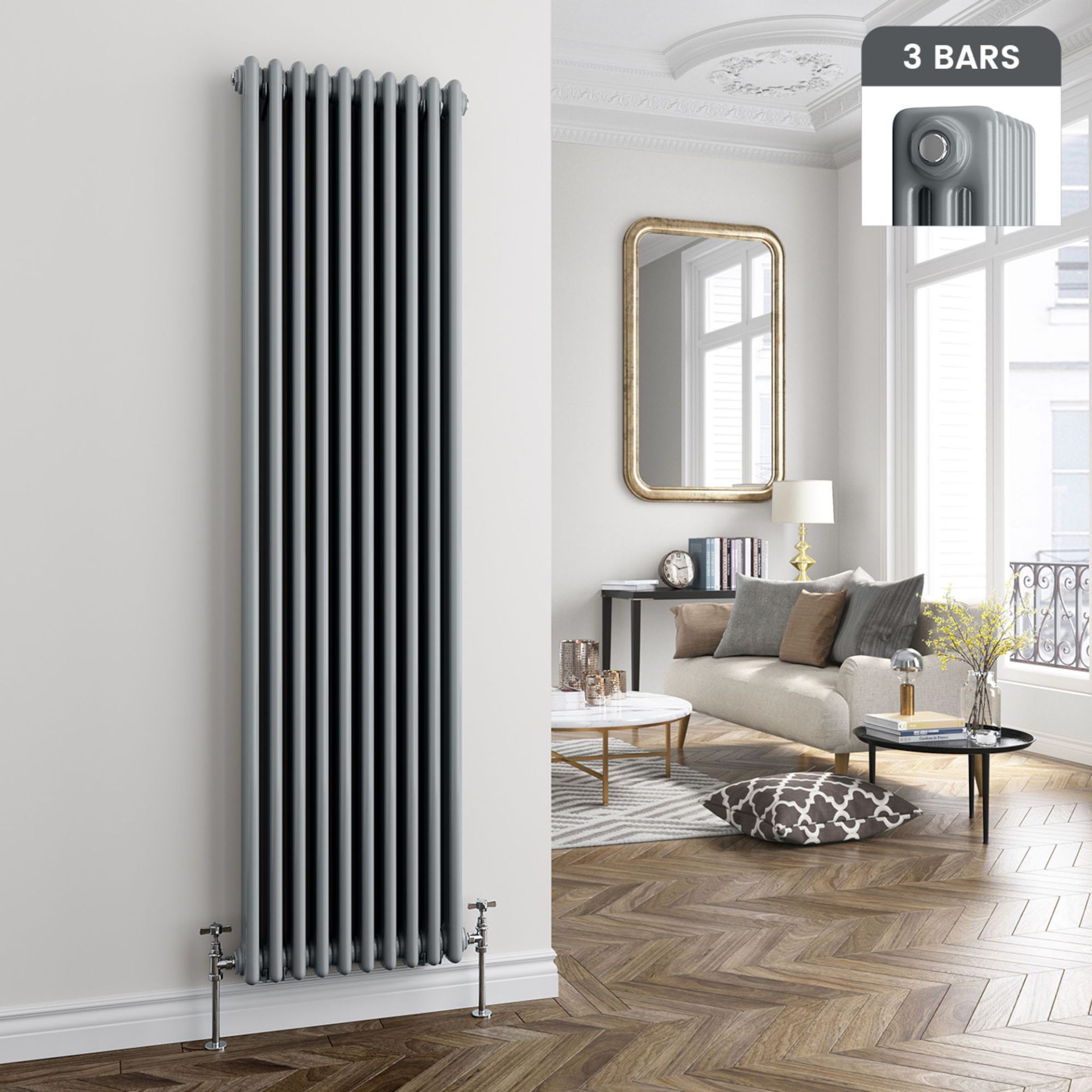 (SP7) 1800x468mm Earl Grey Panel Vertical Colosseum Traditional Radiator. RRP £544.99. Made from low