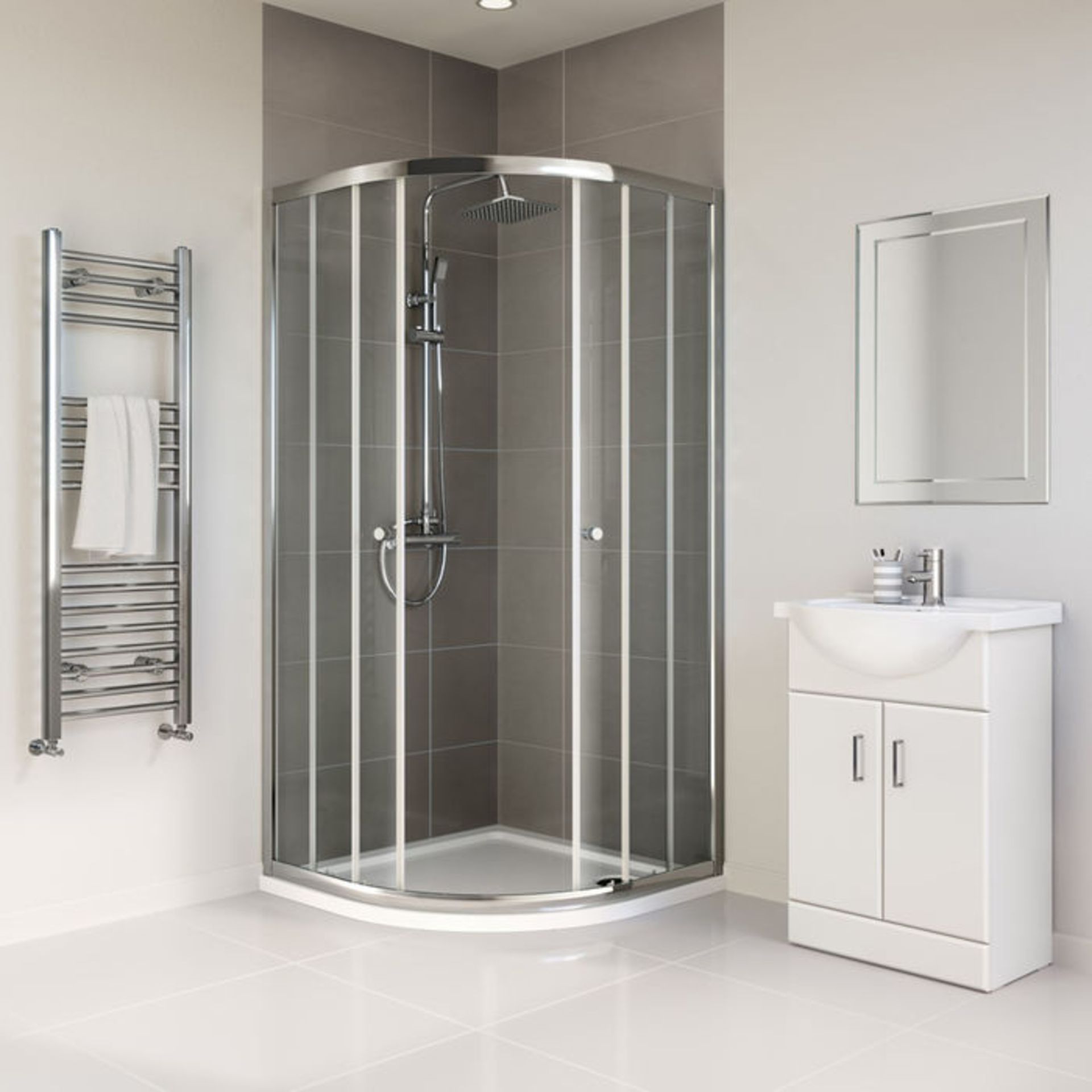 (DK262) 900x900mm - Elements Quadrant Shower Enclosure. 4mm Safety Glass Fully waterproof tested - Image 4 of 5