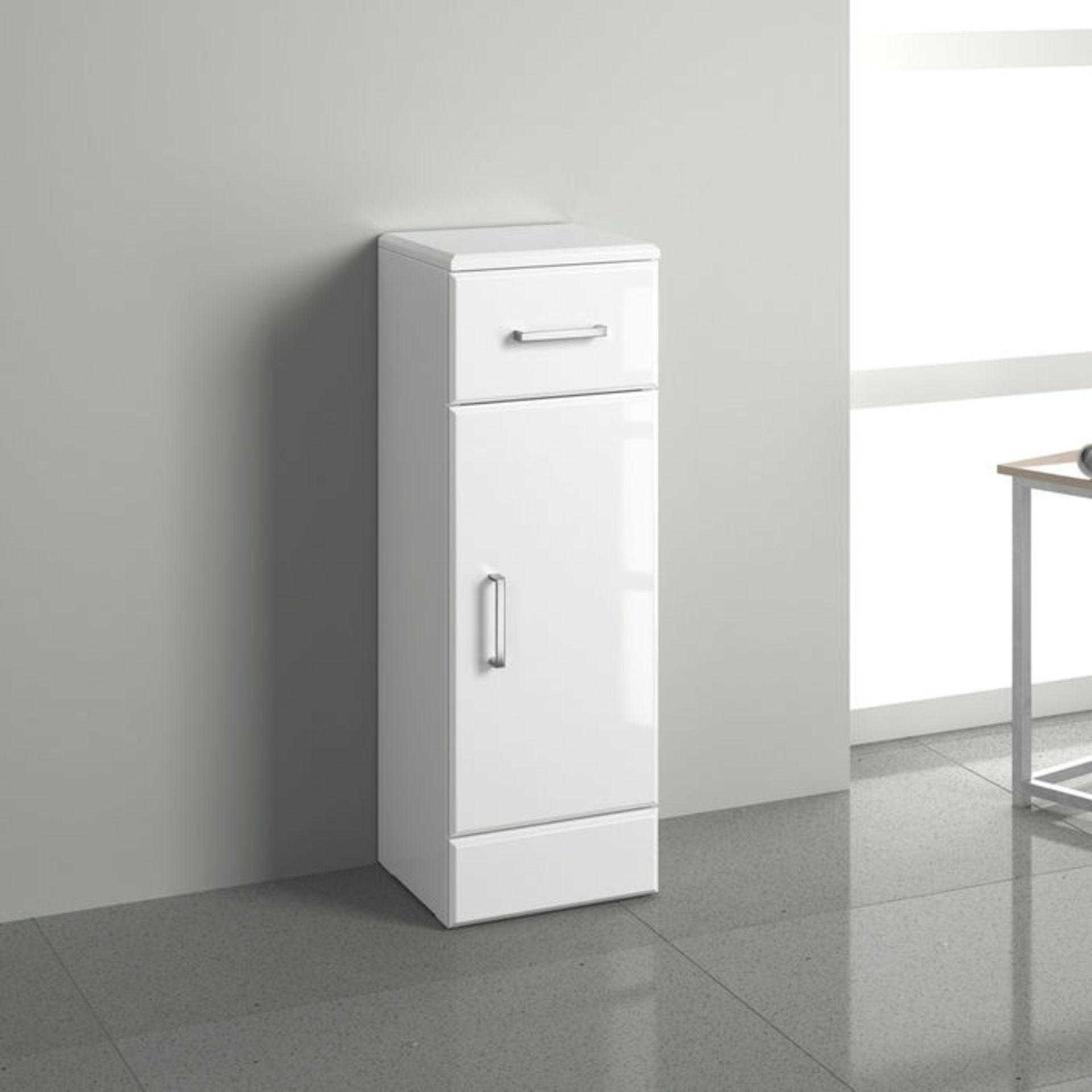 (SP42) 250x330mm Quartz Gloss White Small Side Cabinet Unit. RRP £125.99. Pristine gloss white - Image 3 of 5