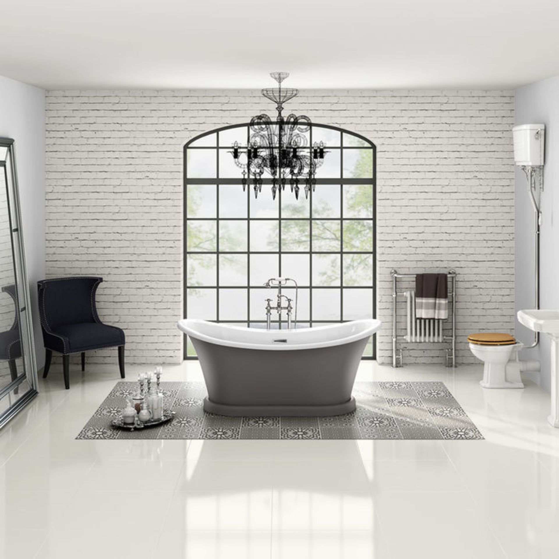 (SP3) 1700mm York Grey Bathtub. Victorian inspired bath Stunning Matte Earl Grey finish Double ended - Image 3 of 6