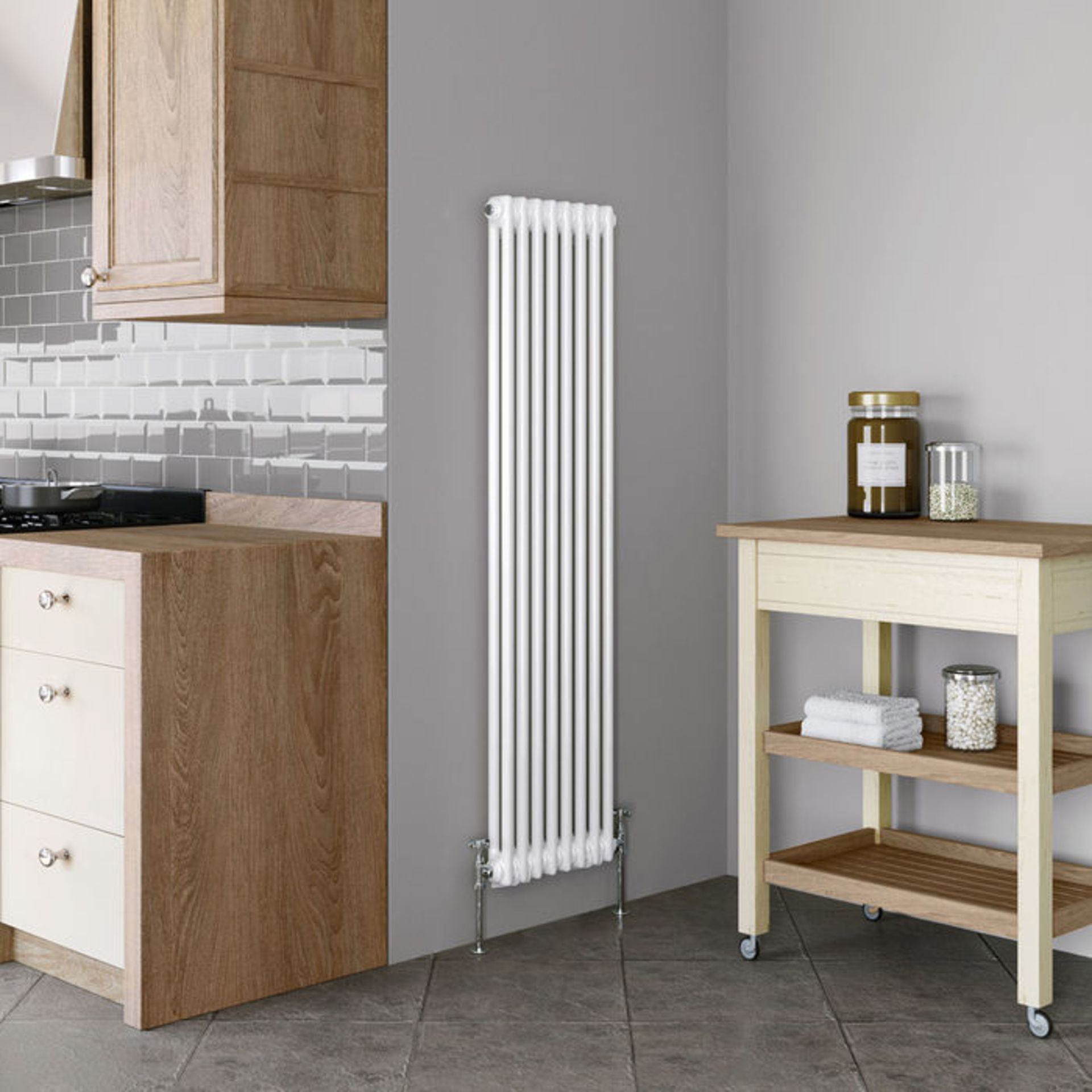 (DK126) 1500x380mm White Double Panel Vertical Colosseum Traditional Radiator. RRP £369.99. Made - Image 3 of 4