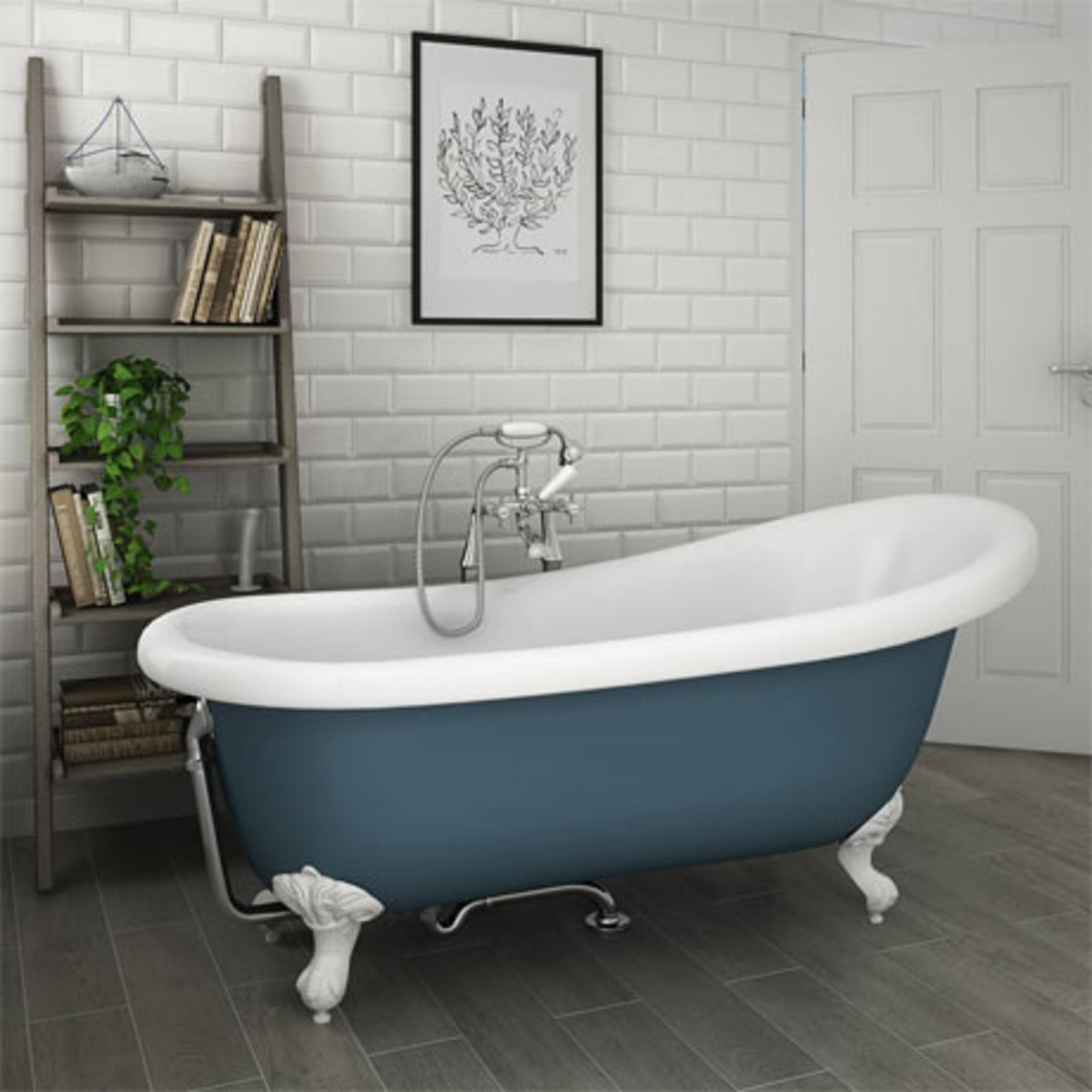 (SP2) 1700mm Astoria Blue 1710 Roll Top Slipper Bath. A stunning 1710mm large slipper bath with with