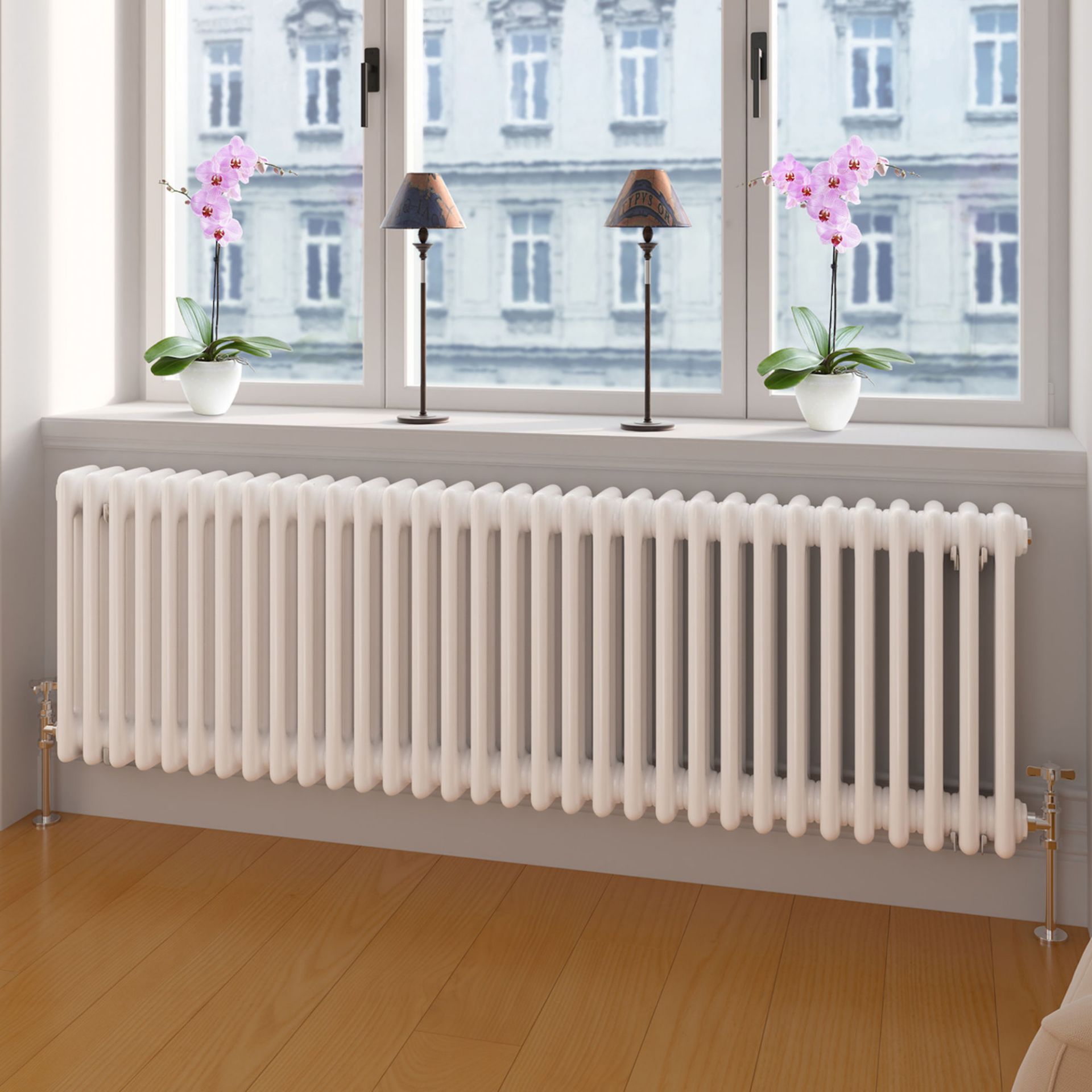 (SP186) 450x1413mm White Triple Panel Horizontal Colosseum Traditional Radiator. RRP £569.99. Made - Image 2 of 4