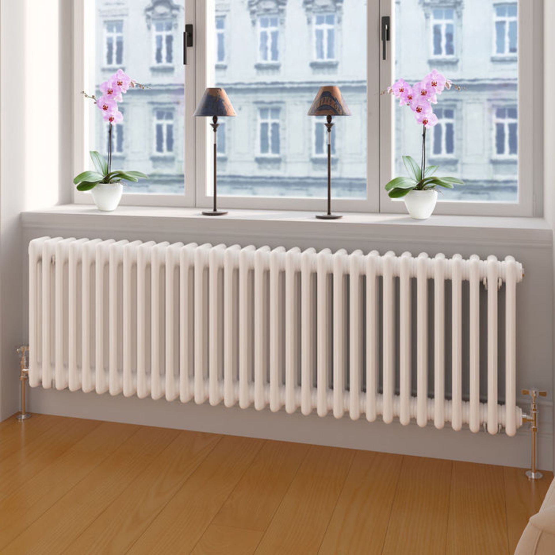 (SP209) 450x1413mm White Triple Panel Horizontal Colosseum Traditional Radiator. RRP £569.99. Made - Image 2 of 4