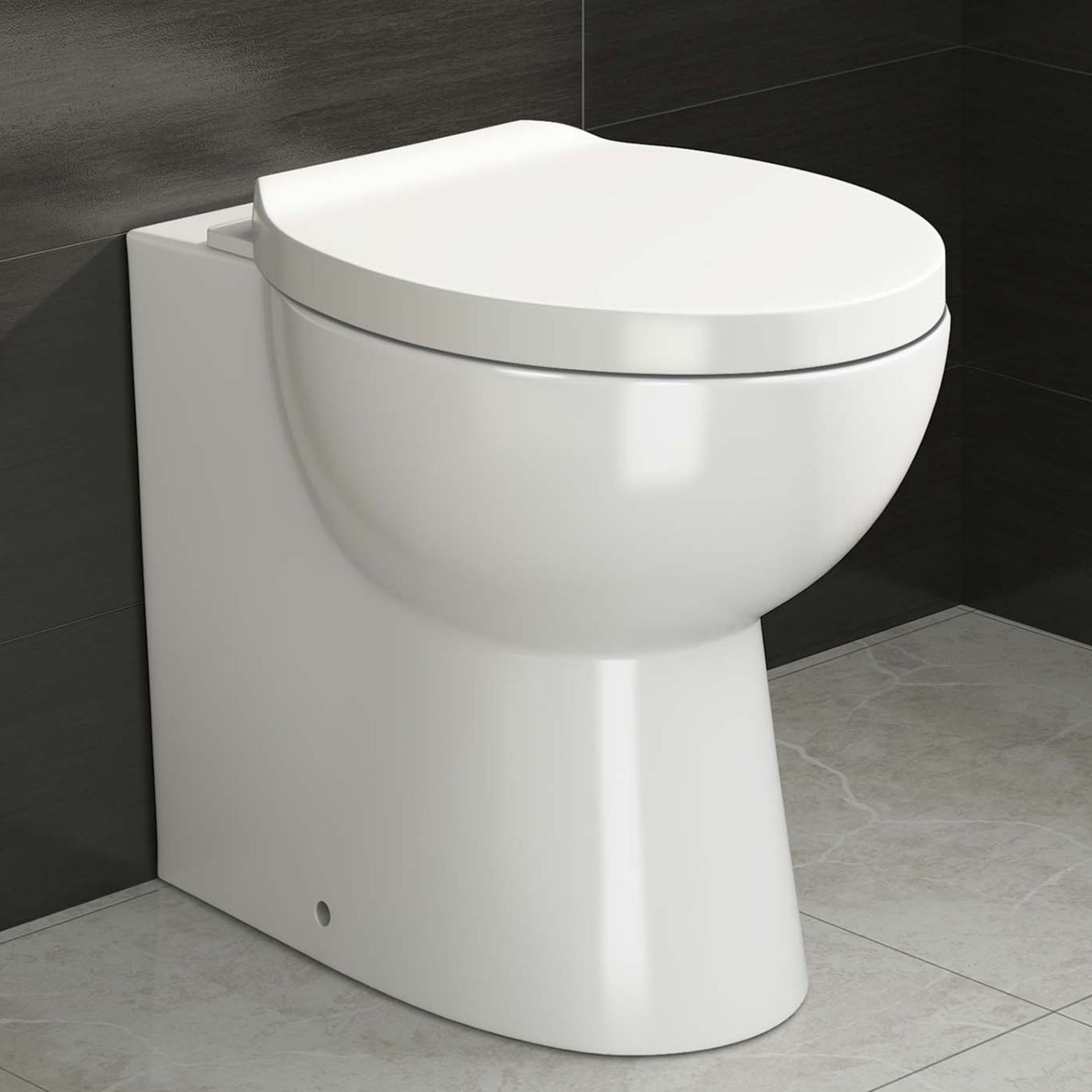 (SP47) Quartz Back to Wall Toilet inc Soft Close Seat Made from White Vitreous China Finished in a