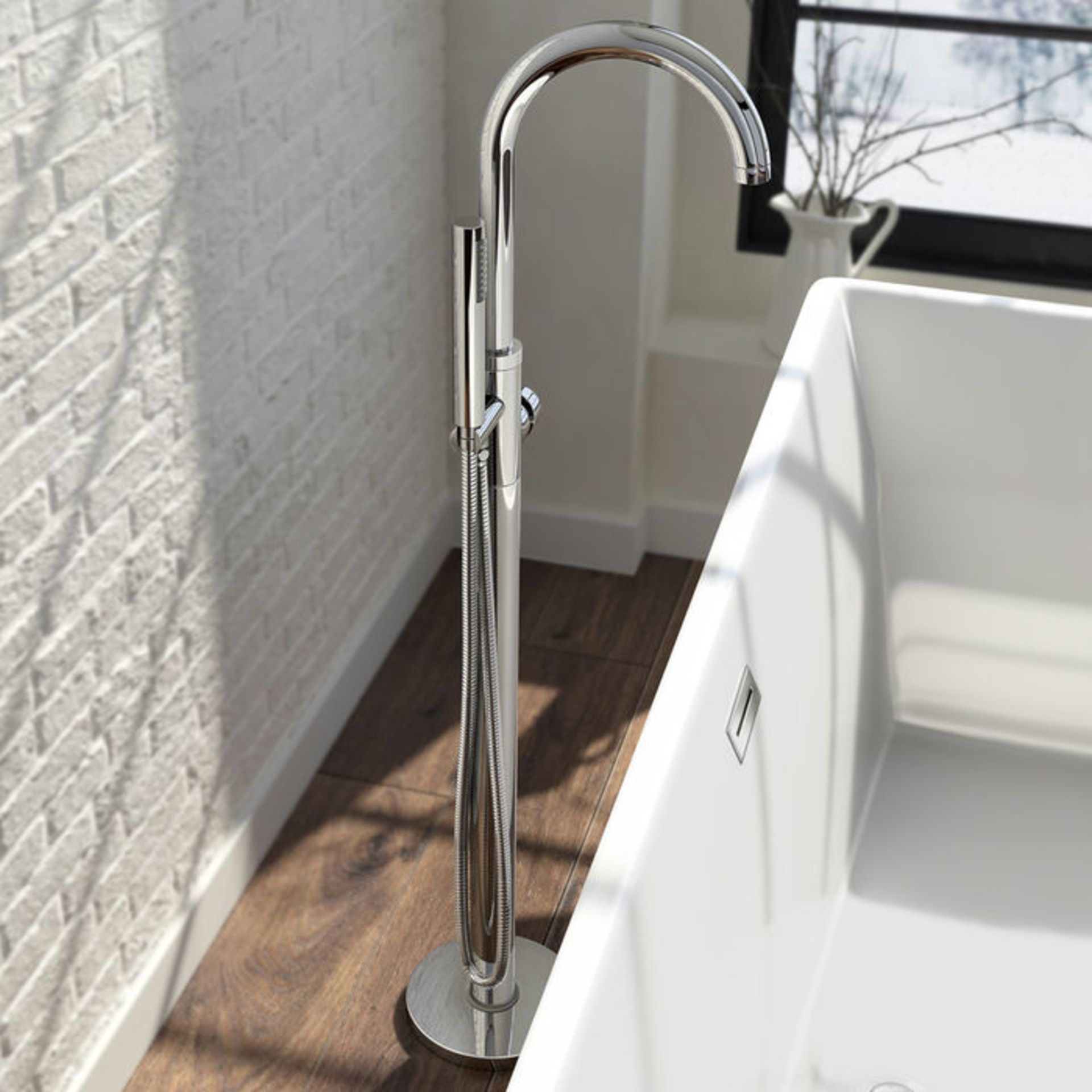 (SP19) Gladstone II Freestanding Bath Mixer Tap with Handheld Shower Head. Enjoy the best of both