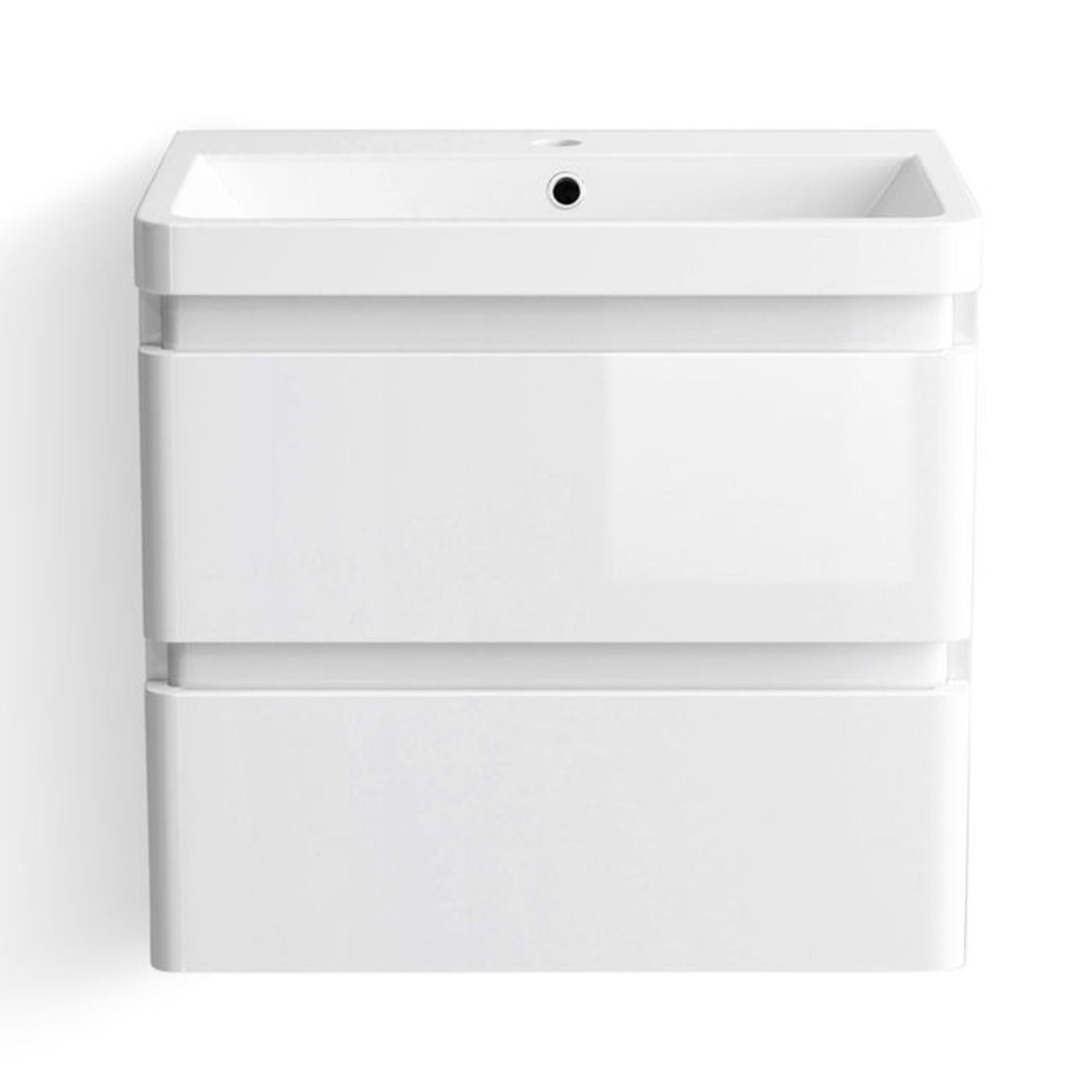 (SP40) 600mm Denver Gloss White Built In Basin Drawer Unit - Wall Hung. RRP £499.99. Comes - Image 5 of 5