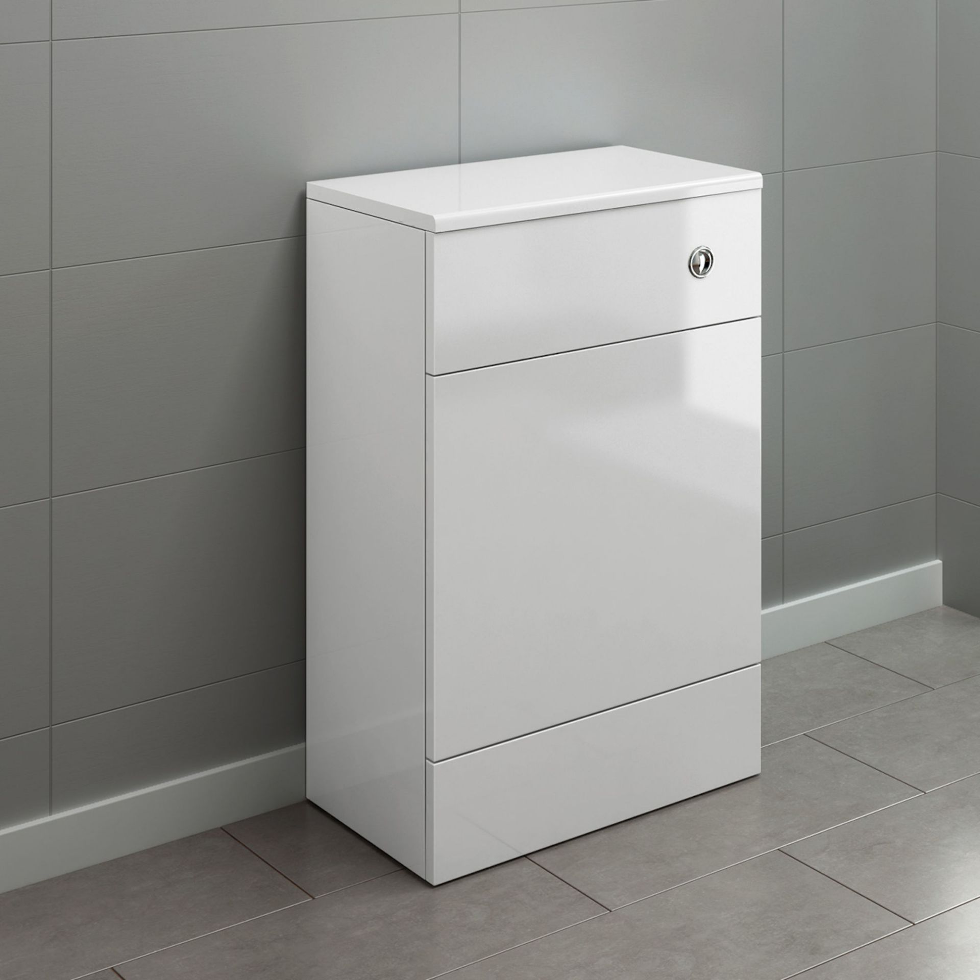 (SP53) 500mm Harper Gloss White Back To Wall Toilet Unit. RRP £119.99. Our discreet unit cleverly