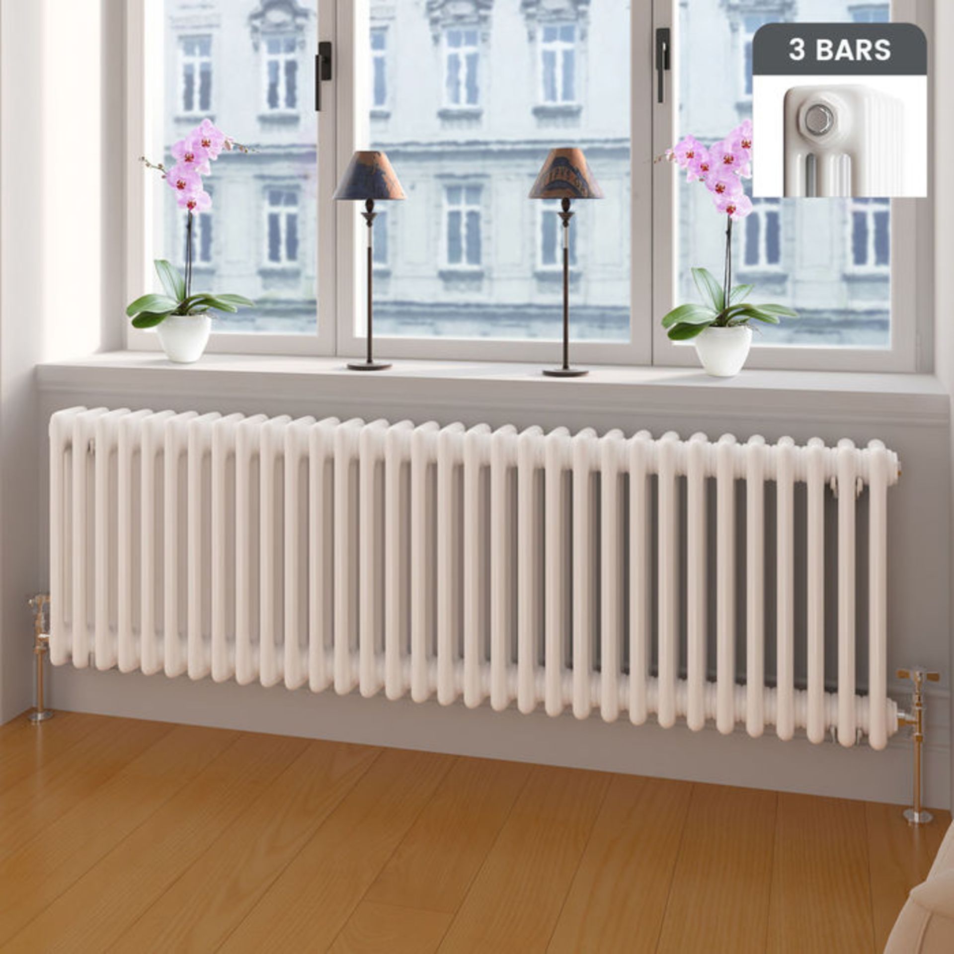 (SP186) 450x1413mm White Triple Panel Horizontal Colosseum Traditional Radiator. RRP £569.99. Made