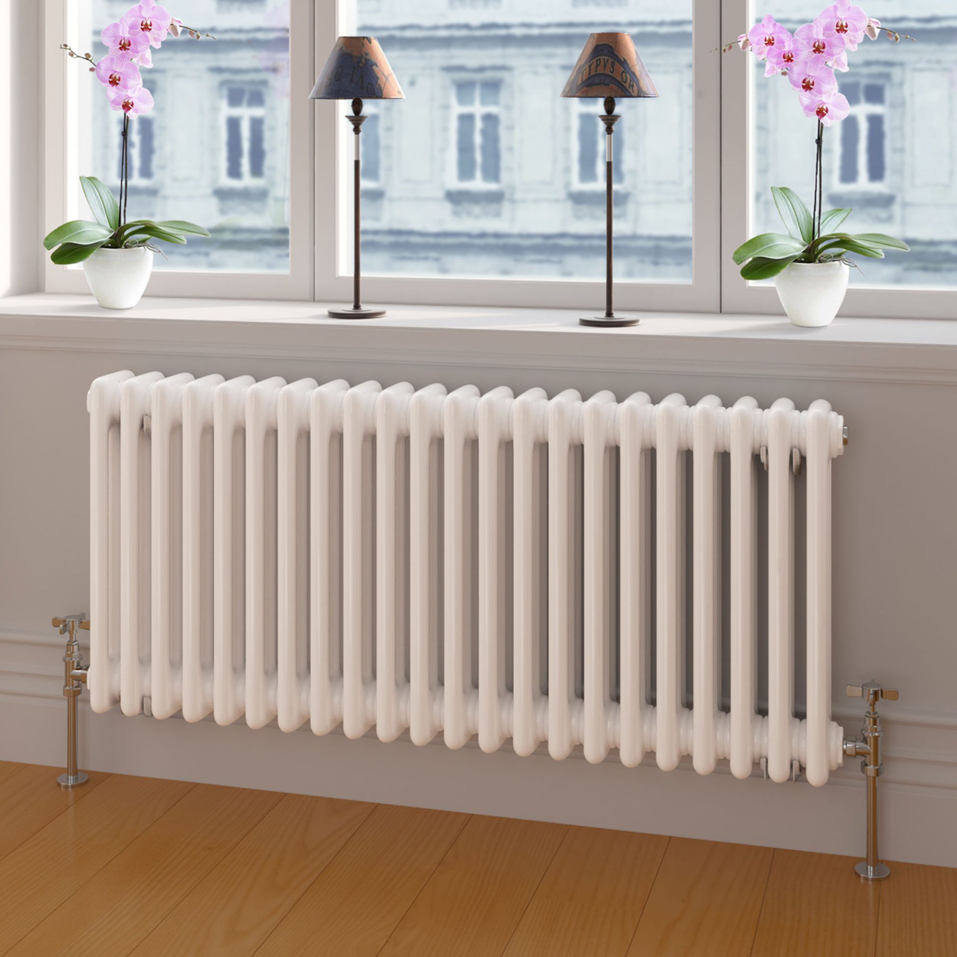 (SP210) 450x1008mm White Triple Panel Horizontal Colosseum Traditional Radiator. RRP £499.99. Made