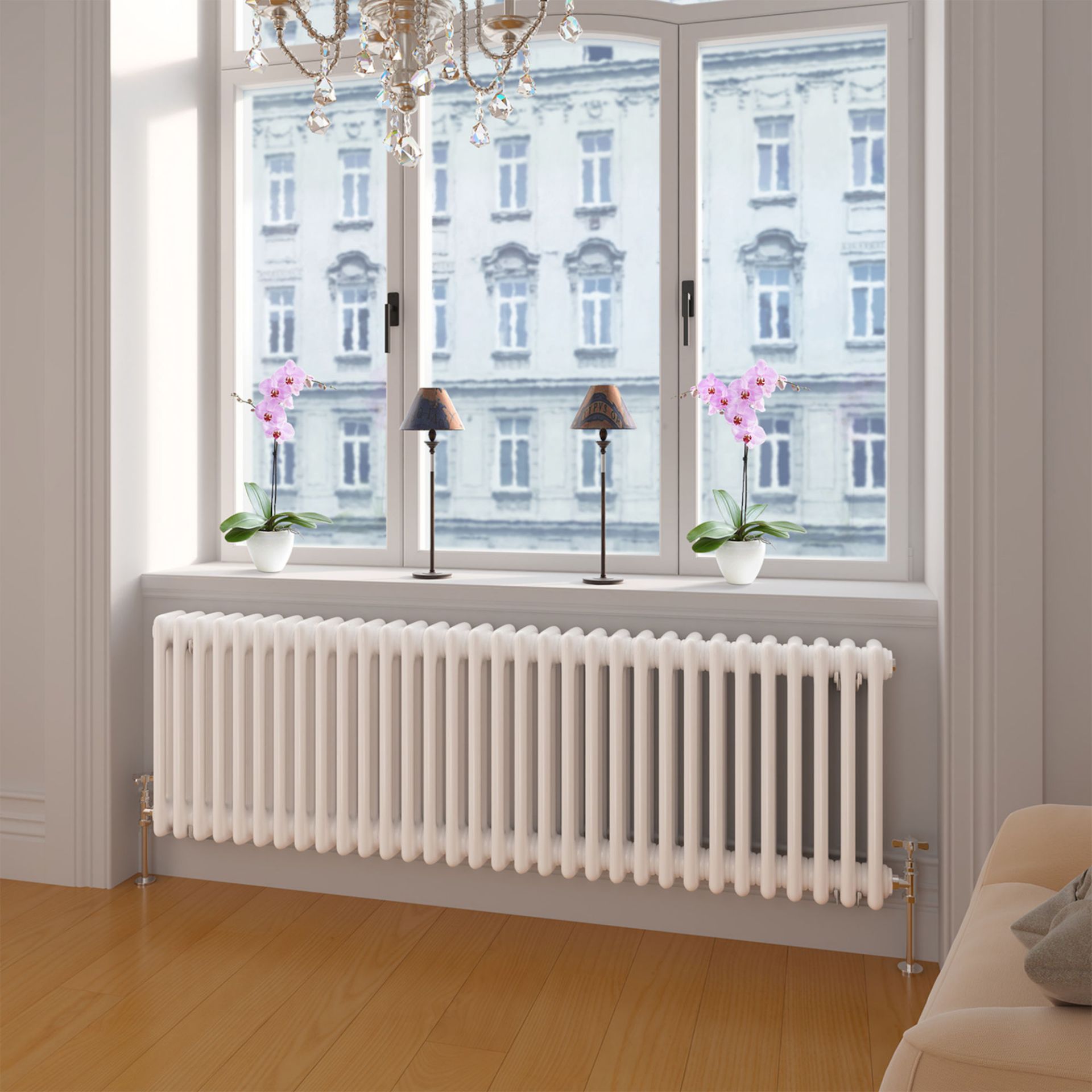 (SP186) 450x1413mm White Triple Panel Horizontal Colosseum Traditional Radiator. RRP £569.99. Made - Image 3 of 4