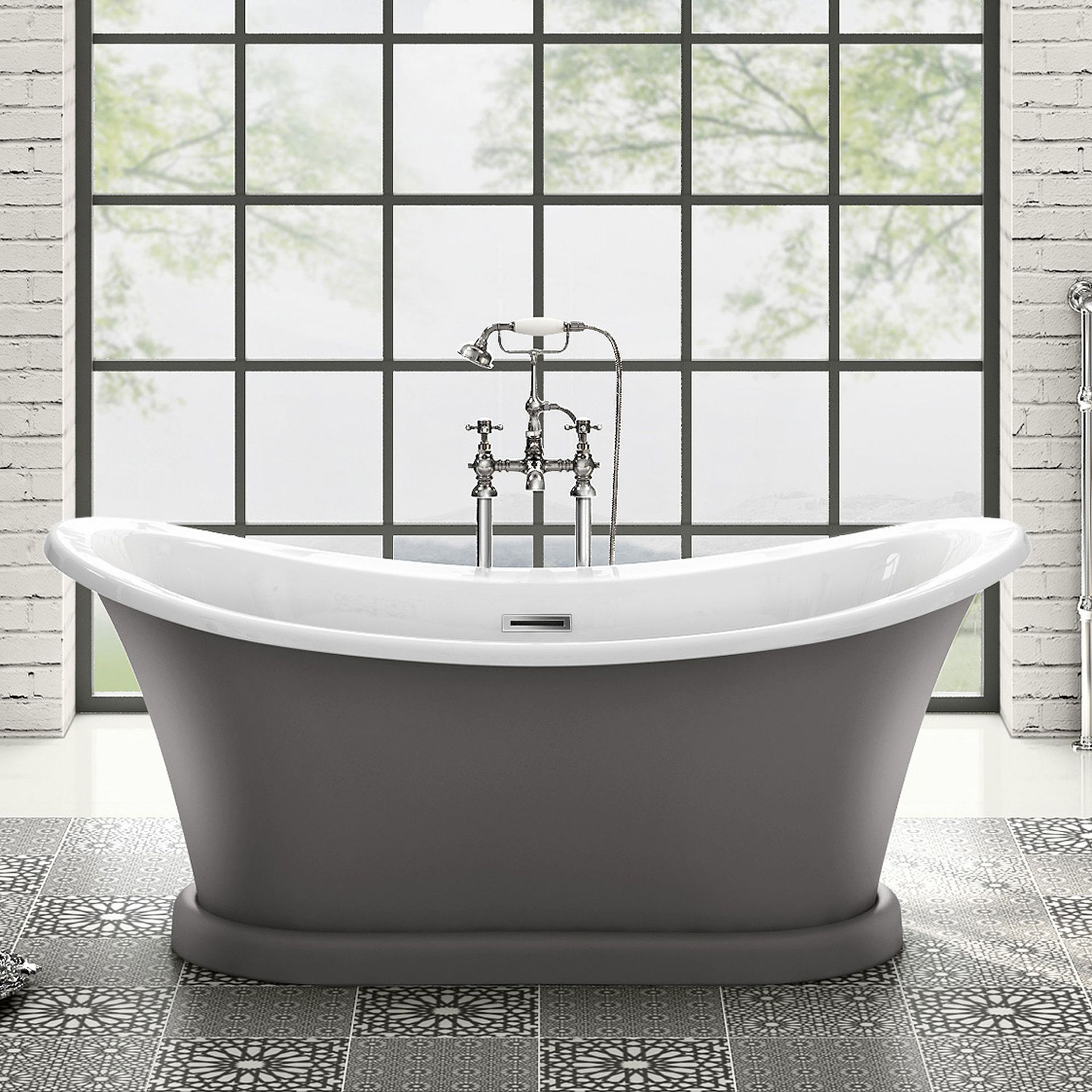 (SP3) 1700mm York Grey Bathtub. Victorian inspired bath Stunning Matte Earl Grey finish Double ended