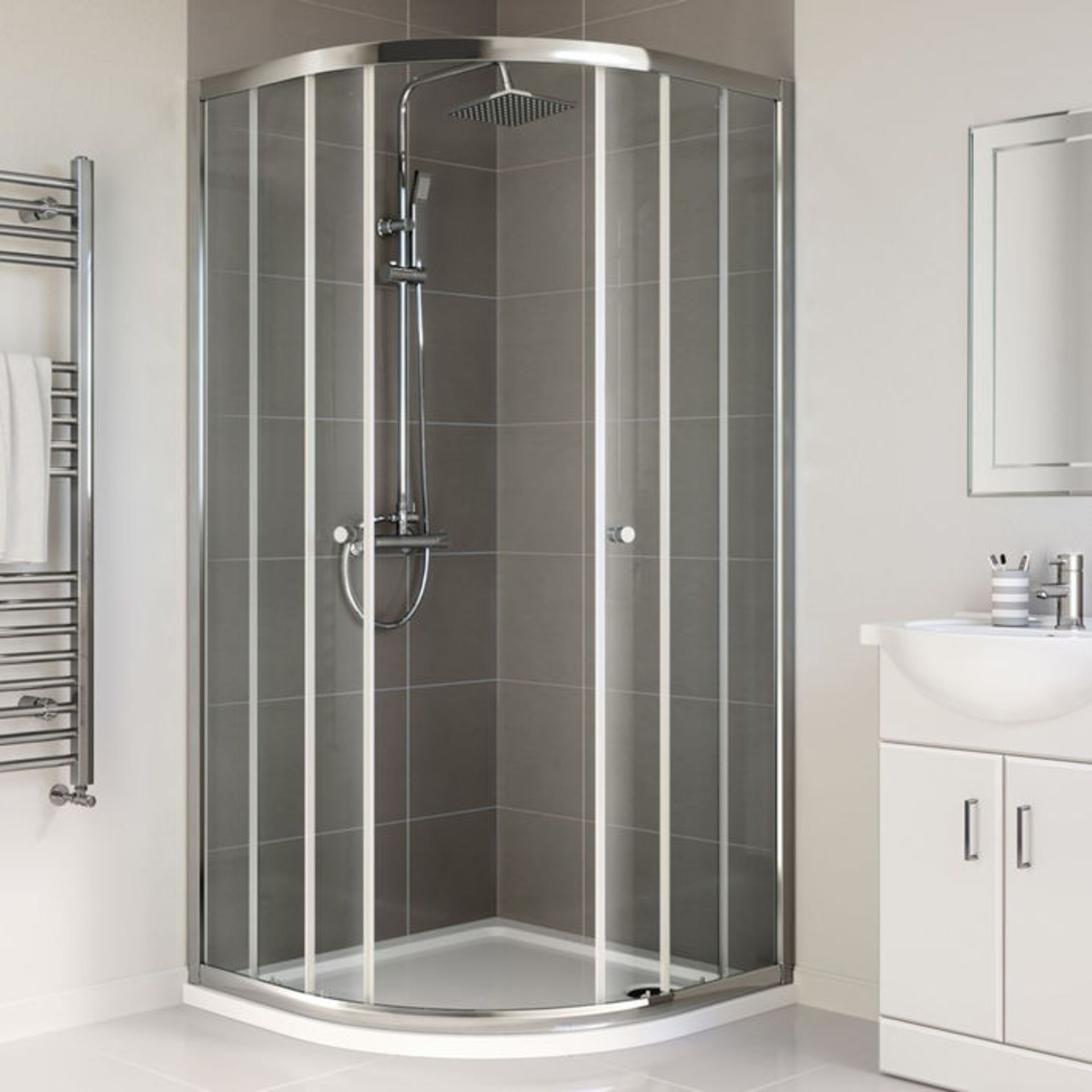 (DK262) 900x900mm - Elements Quadrant Shower Enclosure. 4mm Safety Glass Fully waterproof tested - Image 2 of 5
