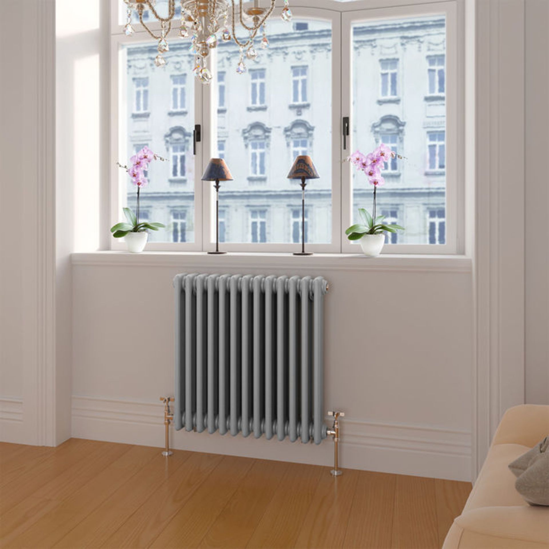 (VN222) 600x600mm Earl Grey Triple Panel Horizontal Colosseum Traditional Radiator. RRP £399.99. Low - Image 3 of 4
