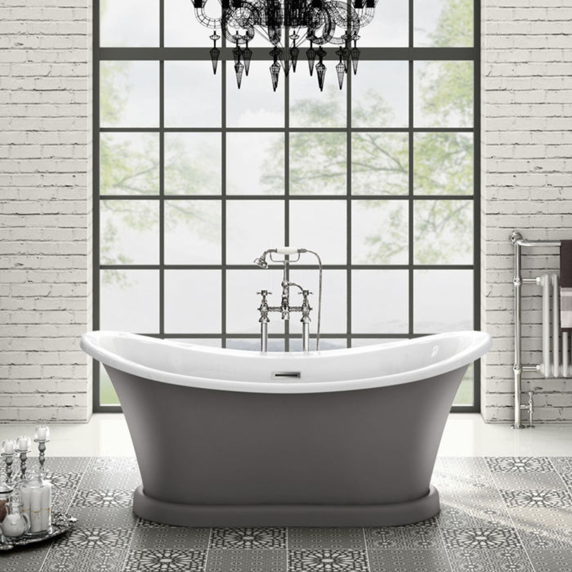 (SP3) 1700mm York Grey Bathtub. Victorian inspired bath Stunning Matte Earl Grey finish Double ended - Image 2 of 6