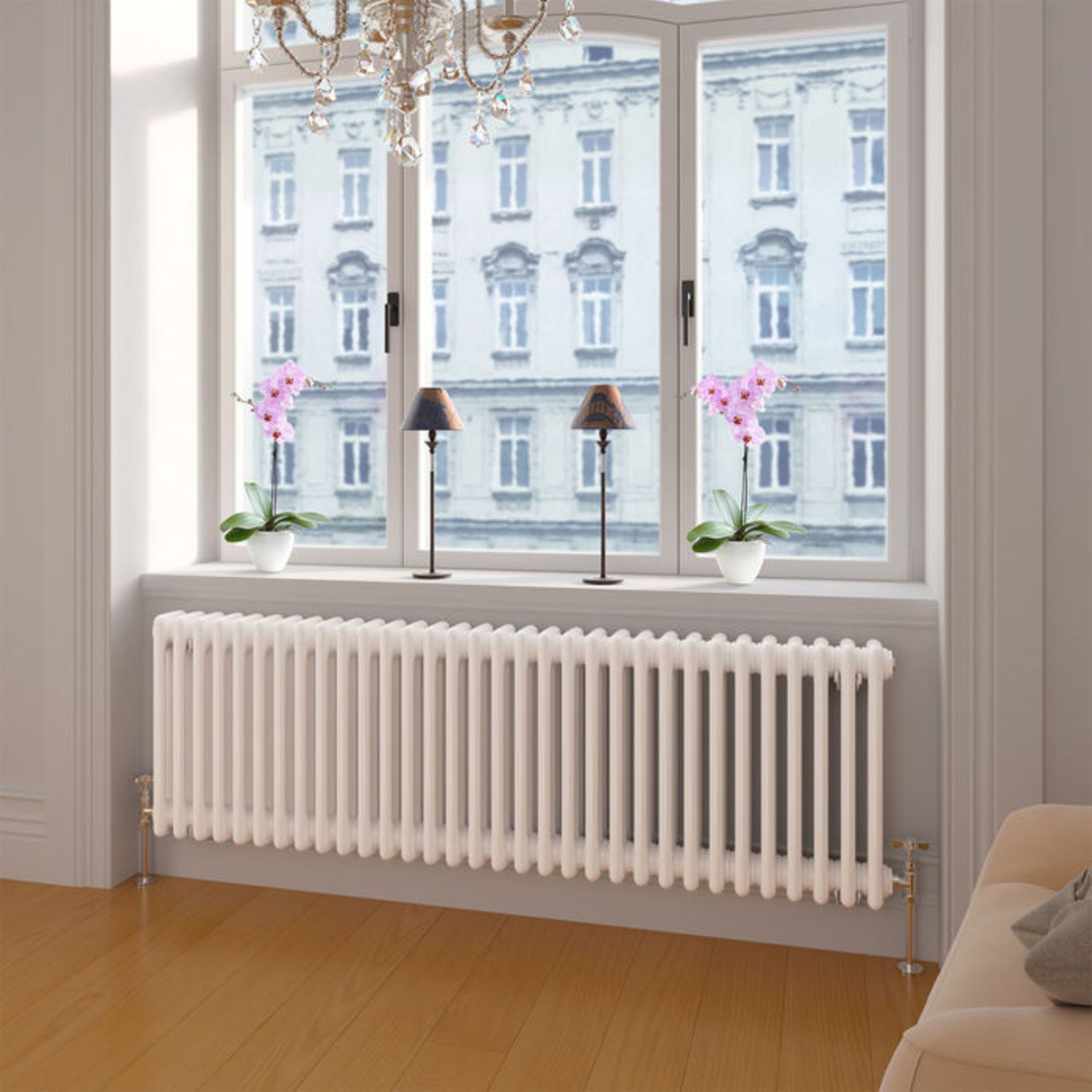 (SP209) 450x1413mm White Triple Panel Horizontal Colosseum Traditional Radiator. RRP £569.99. Made - Image 3 of 4