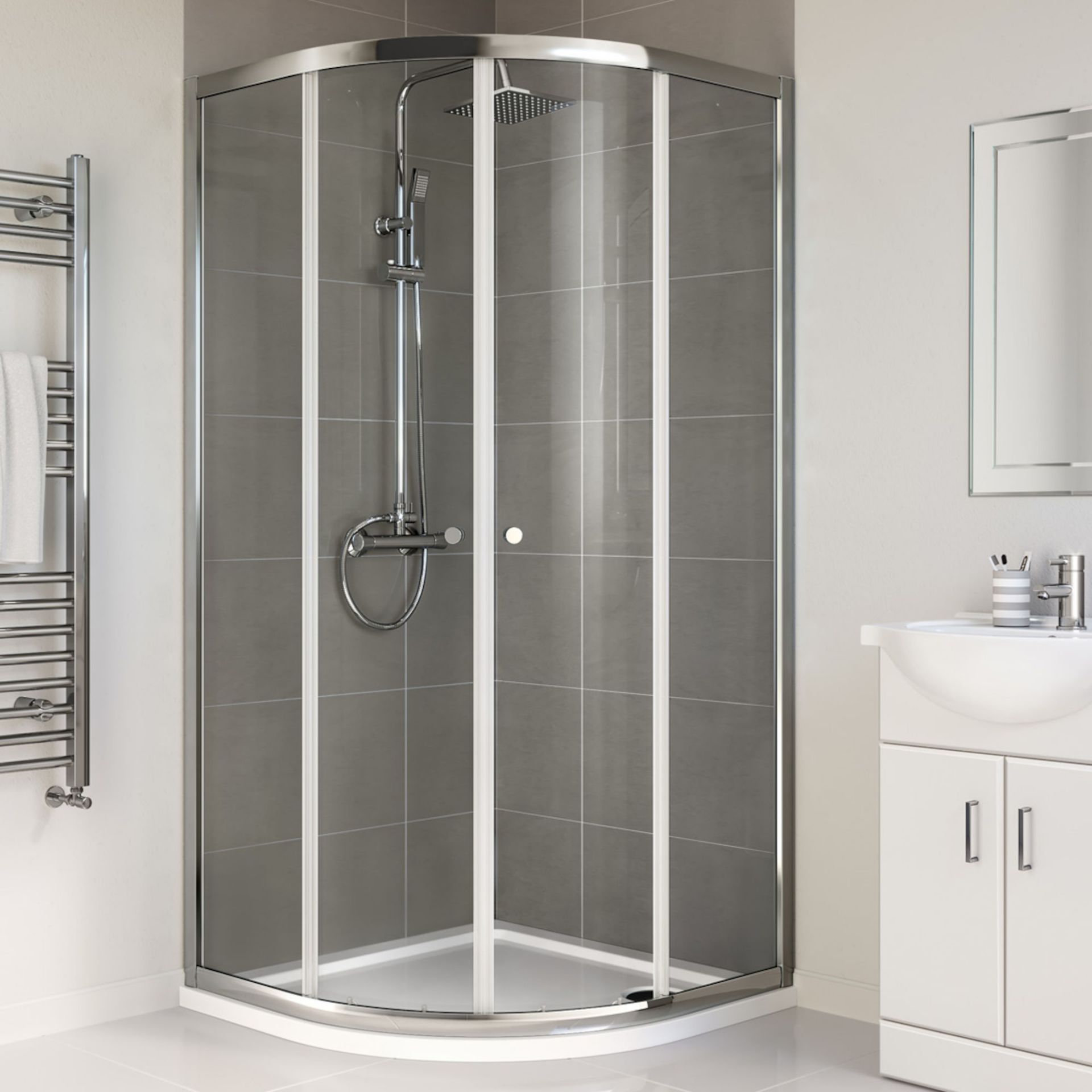 (DK262) 900x900mm - Elements Quadrant Shower Enclosure. 4mm Safety Glass Fully waterproof tested