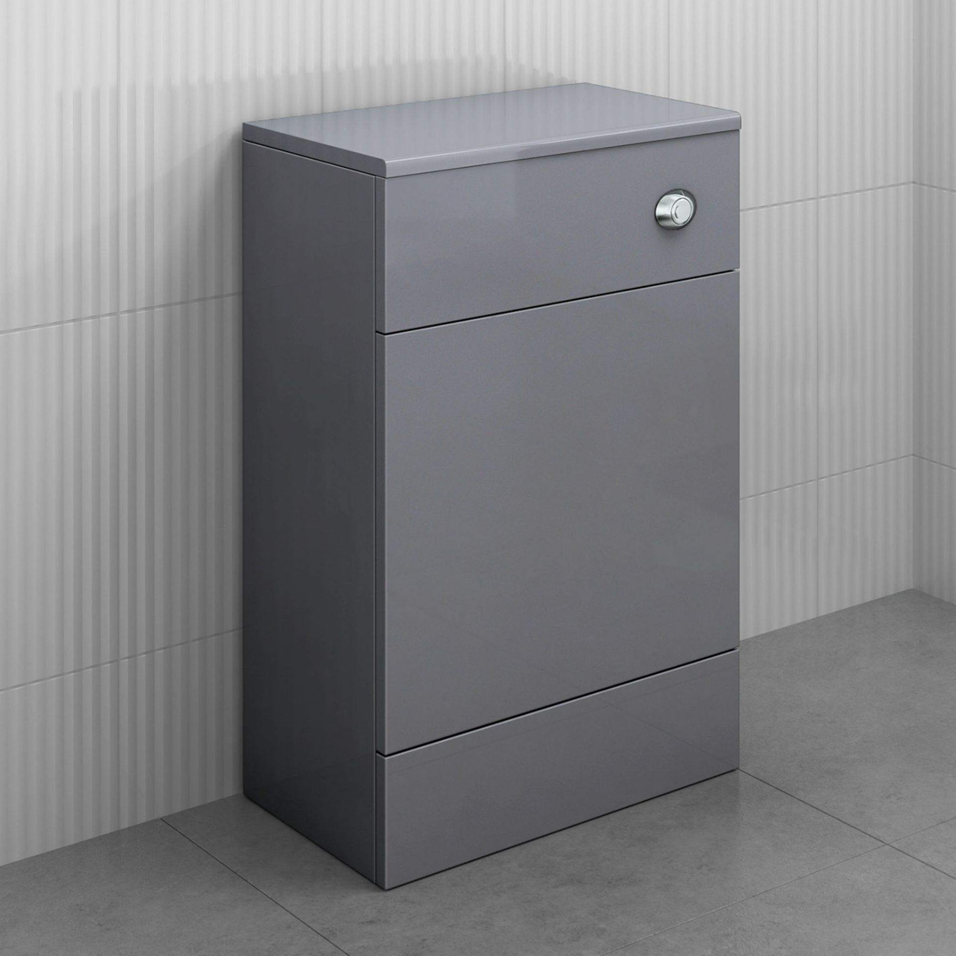 (SP54) 500mm Harper Gloss Grey Back To Wall Toilet Unit. RRP £119.99. Our discreet unit cleverly