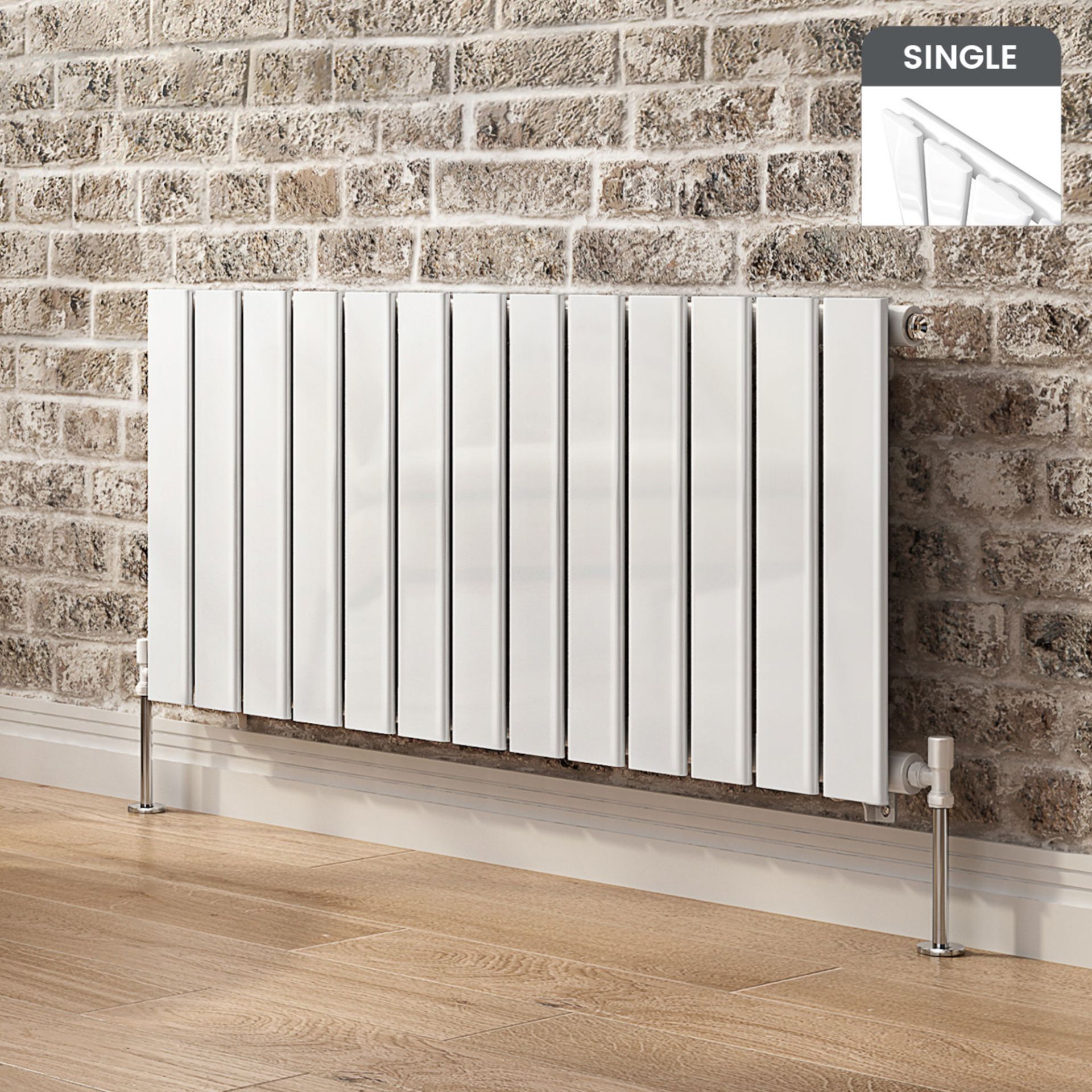 (SP75) 450x988mm Gloss White Single Flat Panel Horizontal Radiator. RRP £220.99. Made from low