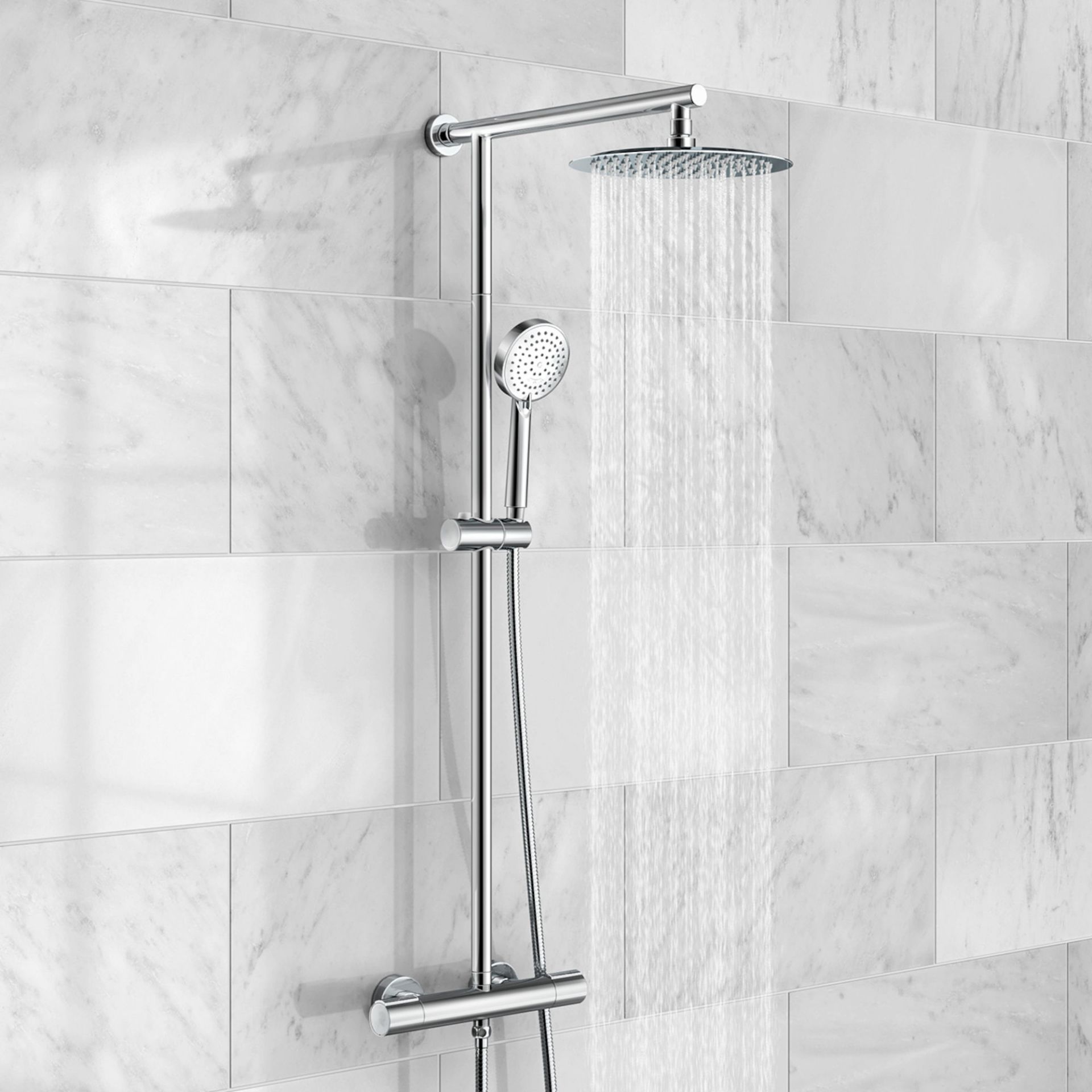 (SP13) Round Exposed Thermostatic Shower Kit & Large Head. Luxurious larger head for a more