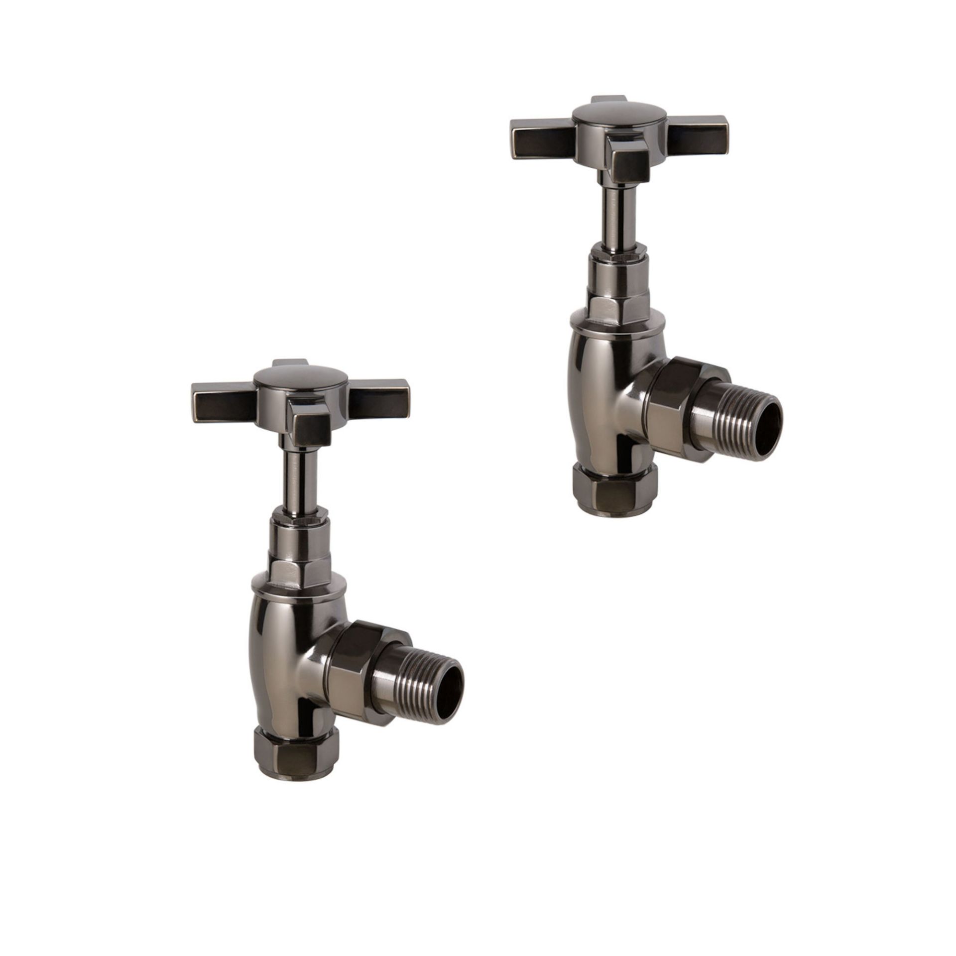 (ED79) Traditional Angled Crosshead Radiator Valve in Black Nickel - 15mm. Structured with