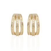 Cartier 18k Yellow Gold Three Row Diamond Earrings