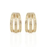 Cartier 18k Yellow Gold Three Row Diamond Earrings