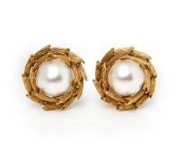 Tiffany & Co. 18k Yellow Gold Mabe Pearl Clip-On Earrings