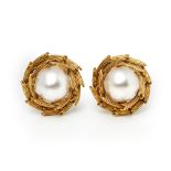 Tiffany & Co. 18k Yellow Gold Mabe Pearl Clip-On Earrings