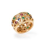 Cartier 18k Yellow Gold Multi-Gemstone Band Ring