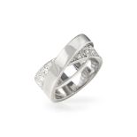 Cartier 18k White Gold Diamond Crossover Paris Nouvelle Vague Ring