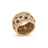 Cartier 18k Yellow Gold Mutli-Gemstone Nigeria Band Ring