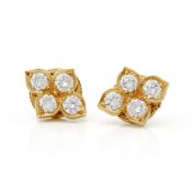 Cartier 18k Yellow Gold Diamond Vintage Inde Mystérieuse Stud Earrings